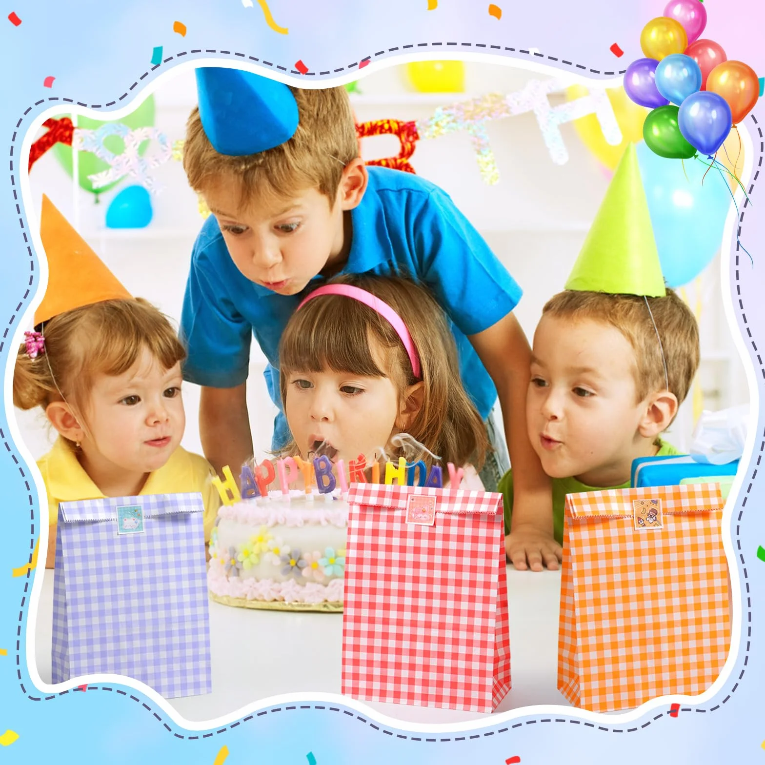 Blendura Bolsas Chuches Cumpleaños, 40 PCS Bolsas de Papel de Colores Bolsas Regalo Cumpleaños, Bolsas Regalo Infantil para Envolver Regalos, Bodas