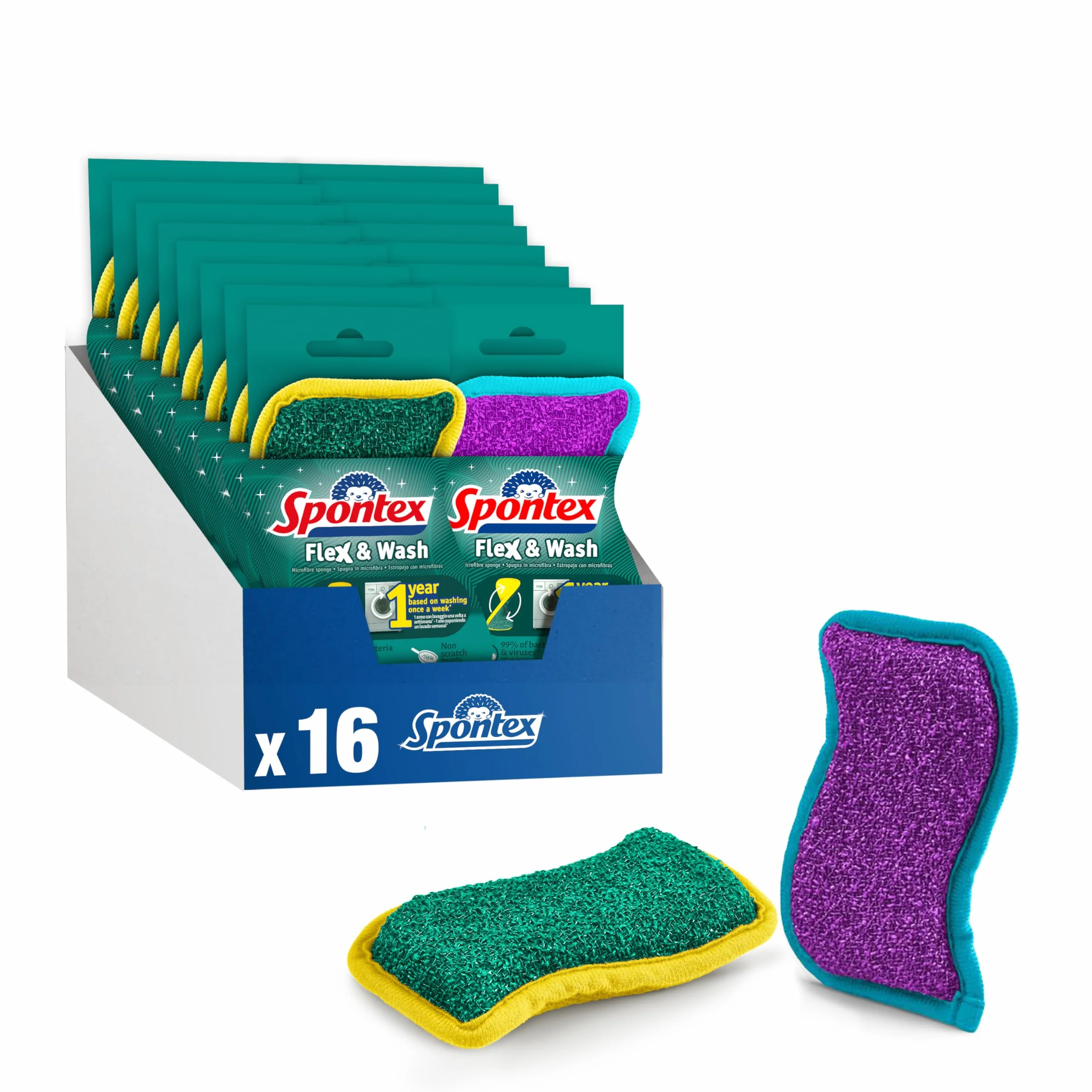Paño de Limpieza de Microfibra Spontex Microfibre Collection | Bayetas Microfibras Multiusos de Tamaño 30 x 30 cm | 16 Trapos de Cocina