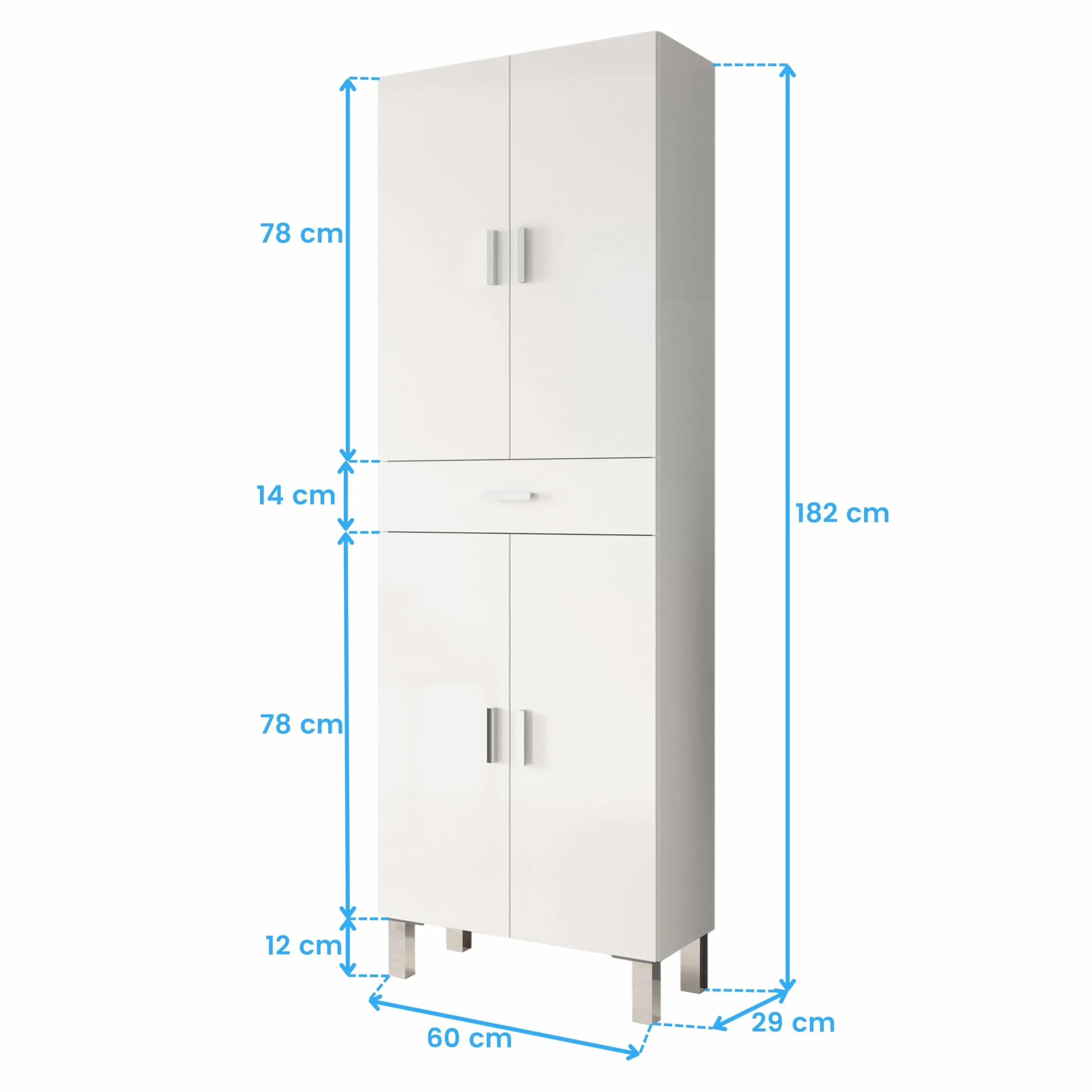 ARKITMOBEL Columna de Baño Grande 4 Puertas 1 Cajón Blanco Brillo 182x60x29 cm Modelo Aruba