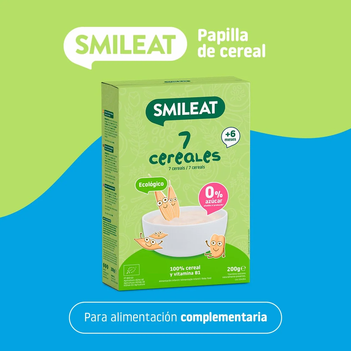 Papilla Ecológica 7 Cereales Sin Azúcar Añadido Smileat Fácil Diluir