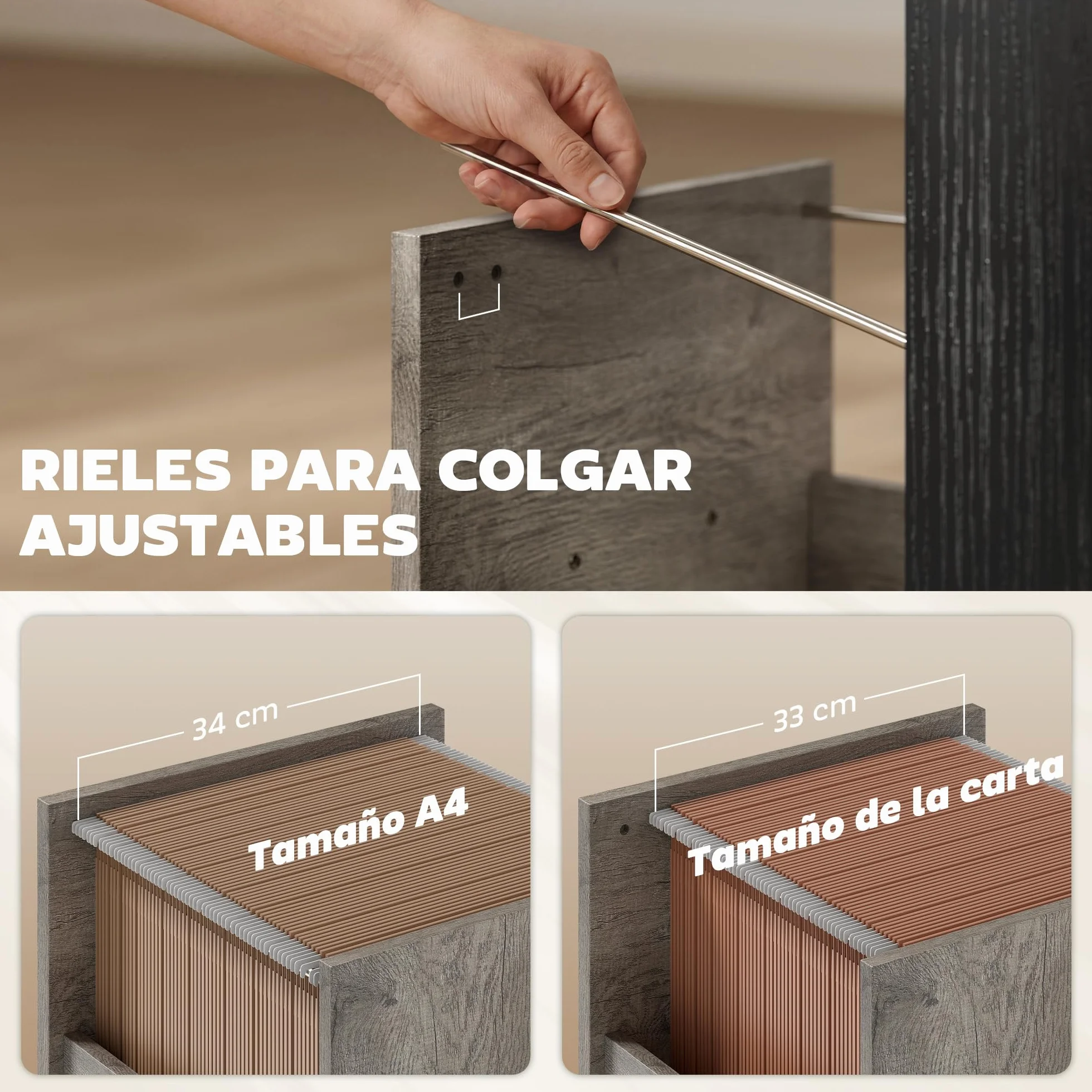 HOMCOM Mesa de Ordenador, 120x50 cm, Escritorio de Ordenador Industrial con Compartimento y 2 Cajones, para A4, Cartas, para Oficina, Estudio, Gris Claro