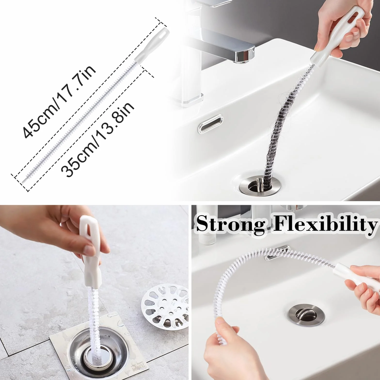 4 Cepillos Multifuncionales de Limpieza, Cerdas Duras para Huecos y Tuberías, Ideal para Baño, Cocina y Ventanas