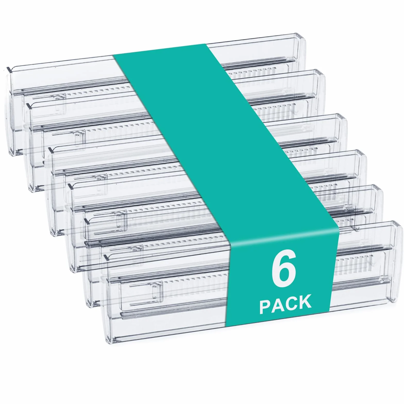 6 Piezas Separador Cajones Ajustable, Transparentes Separadores de Cajones, de 28,7 A 50,5 cm de Largo, Divisores de Cajones para Cocina, Dormitorio, Oficina, Escritorio y Cómoda