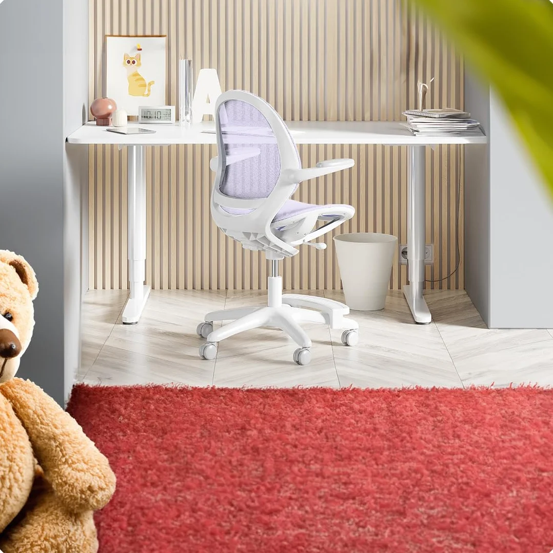 Spacetronik Silla de escritorio para niños – Silla de oficina infantil con reposapiés y reposabrazos ajustables – Silla de escritorio ergonómica para niños de 5 – 14 años de edad – 82,5 – 90 cm de
