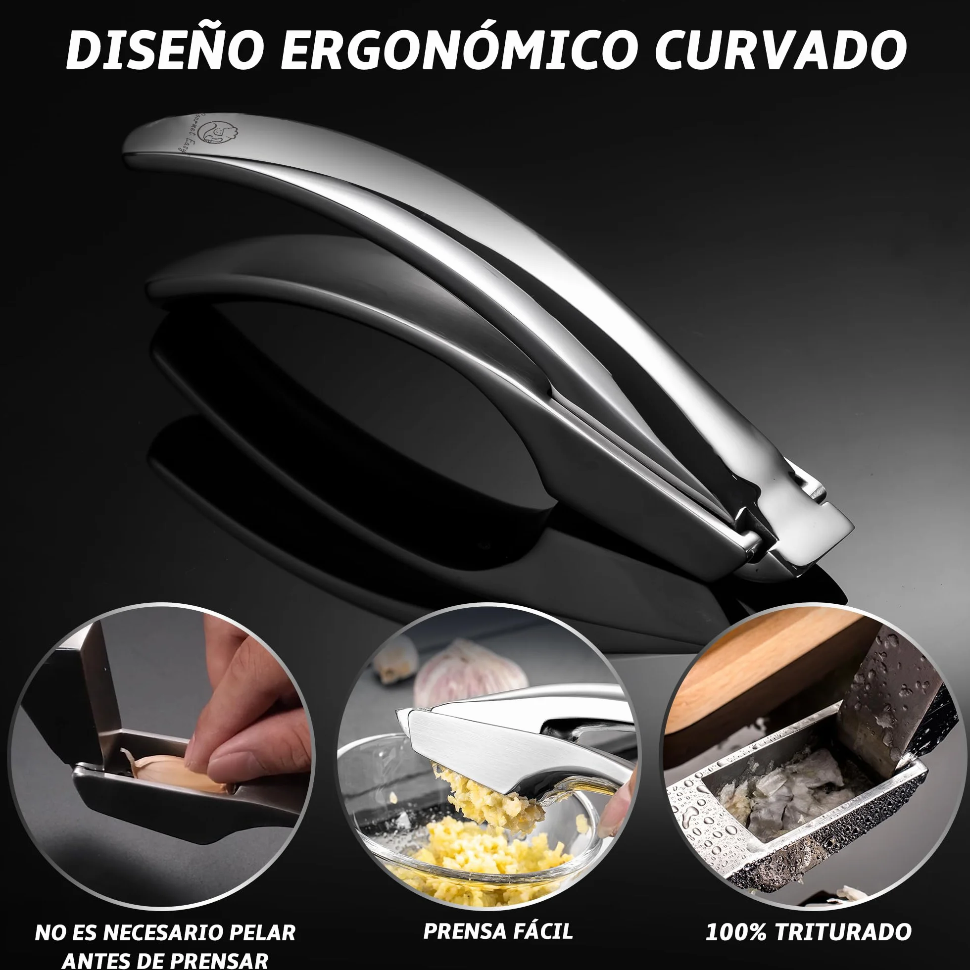 Prensa de Ajos de Acero Inoxidable Fácil de Limpiar Aplasta Ajo y Jengibre sin Pelar