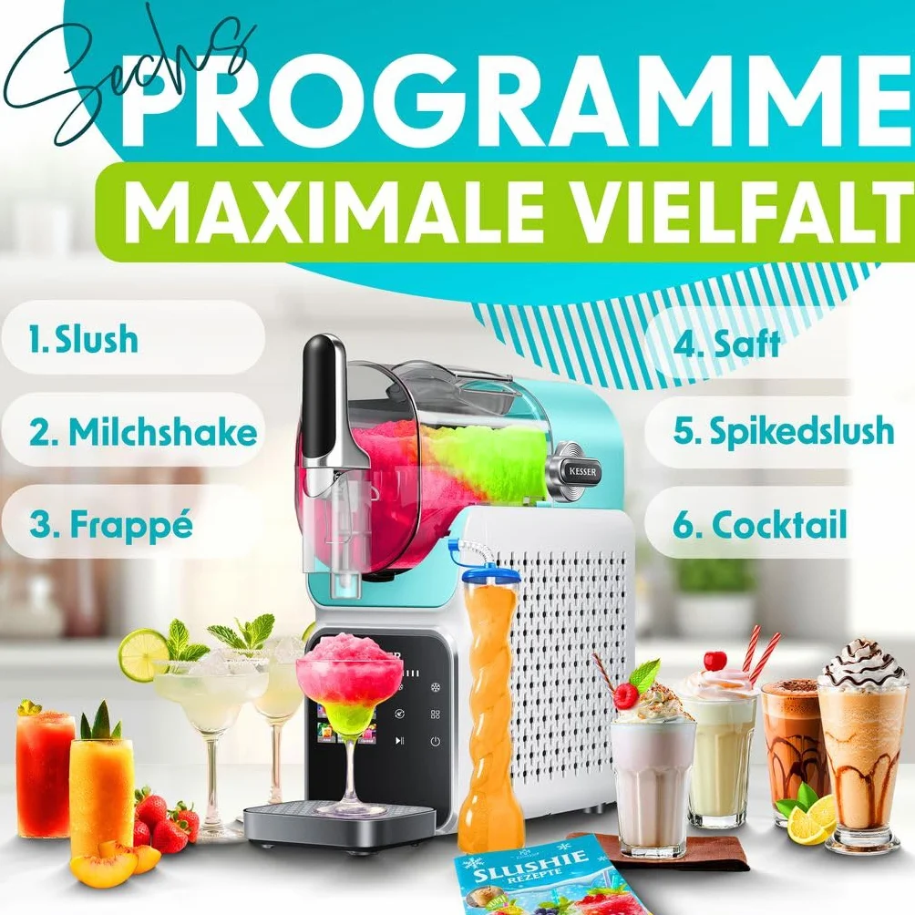 KESSER® Máquina de Slush 2L 6 Programas Hogar Fabricadora de Slush Helados Frappés Batidos