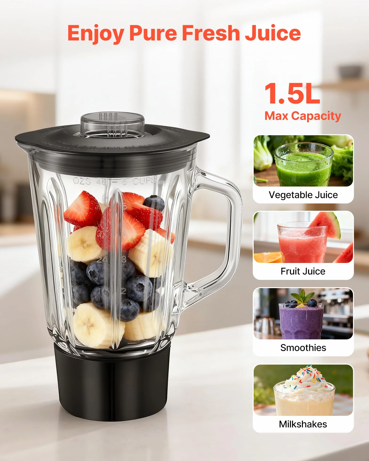 VEVOR Procesador de Alimentos Eléctrico Multifuncional de 1500 W, con Bol de Acero Inoxidable 5,7 L y Bol para Mezclar 1,5 L, 6 Velocidades + P, Gancho para Amasar, Batidor de Varillas y el Plano