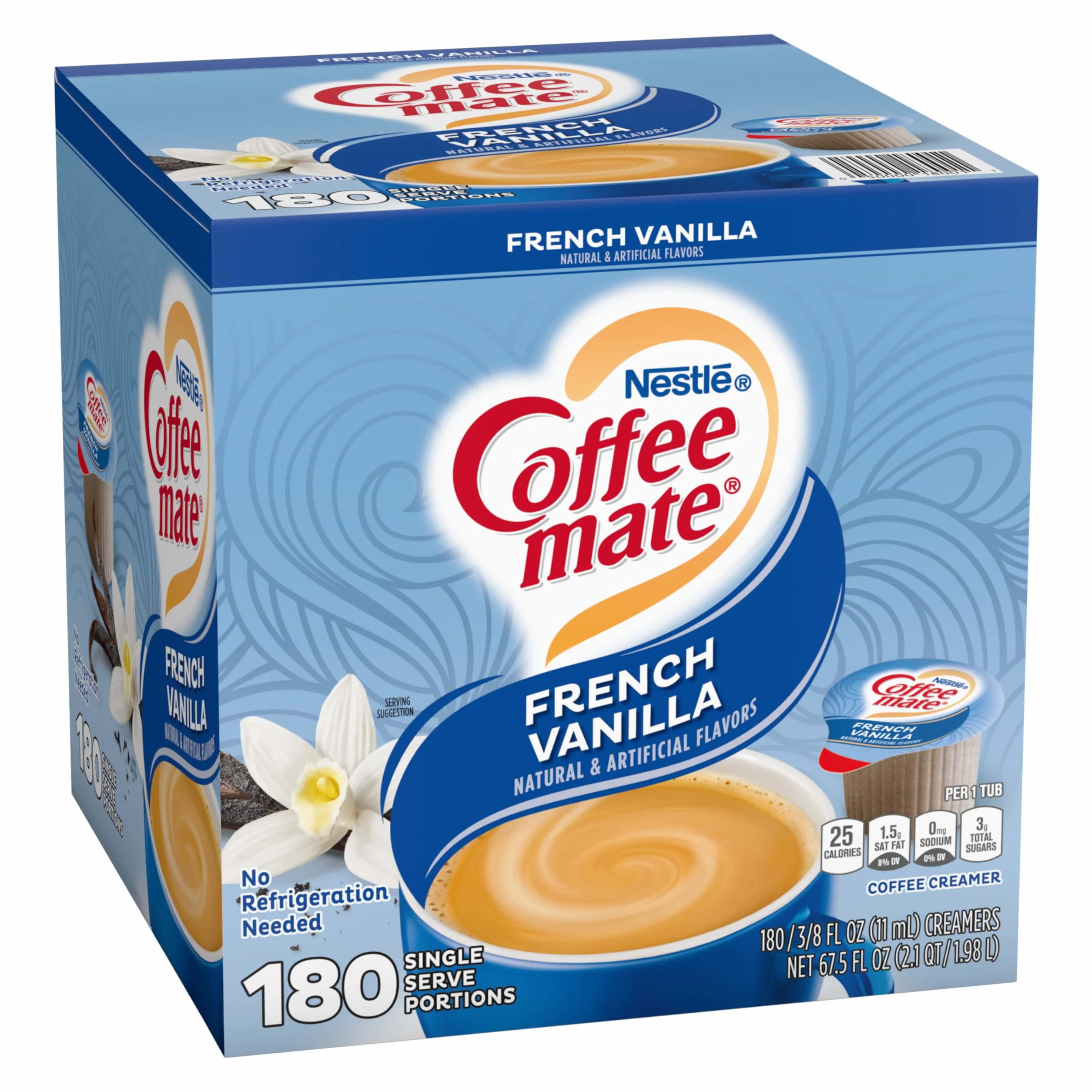 Nestle Coffee Mate Creamer French Vanilla 180 Single Serve Portions 67.5 oz