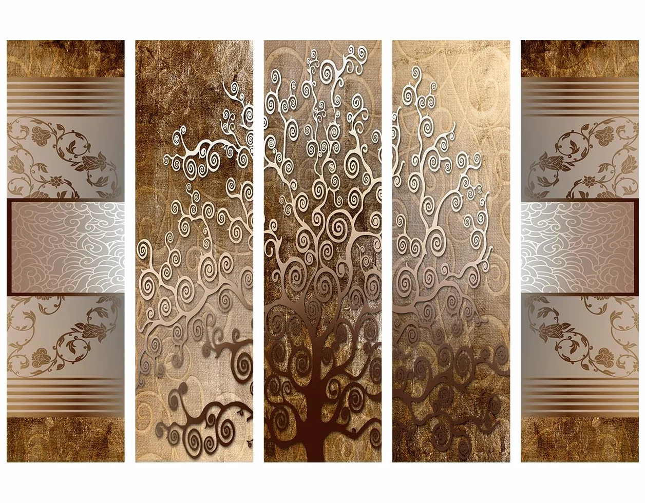 murando - Biombo XXL Arbol Abstractoo 225x171 cm 5 Paneles Lienzo de Tejido no Tejido Tela sintética Separador Madera Design de Moda Hecho a Mano Deco Home Office Japón b-C-0388-z-c