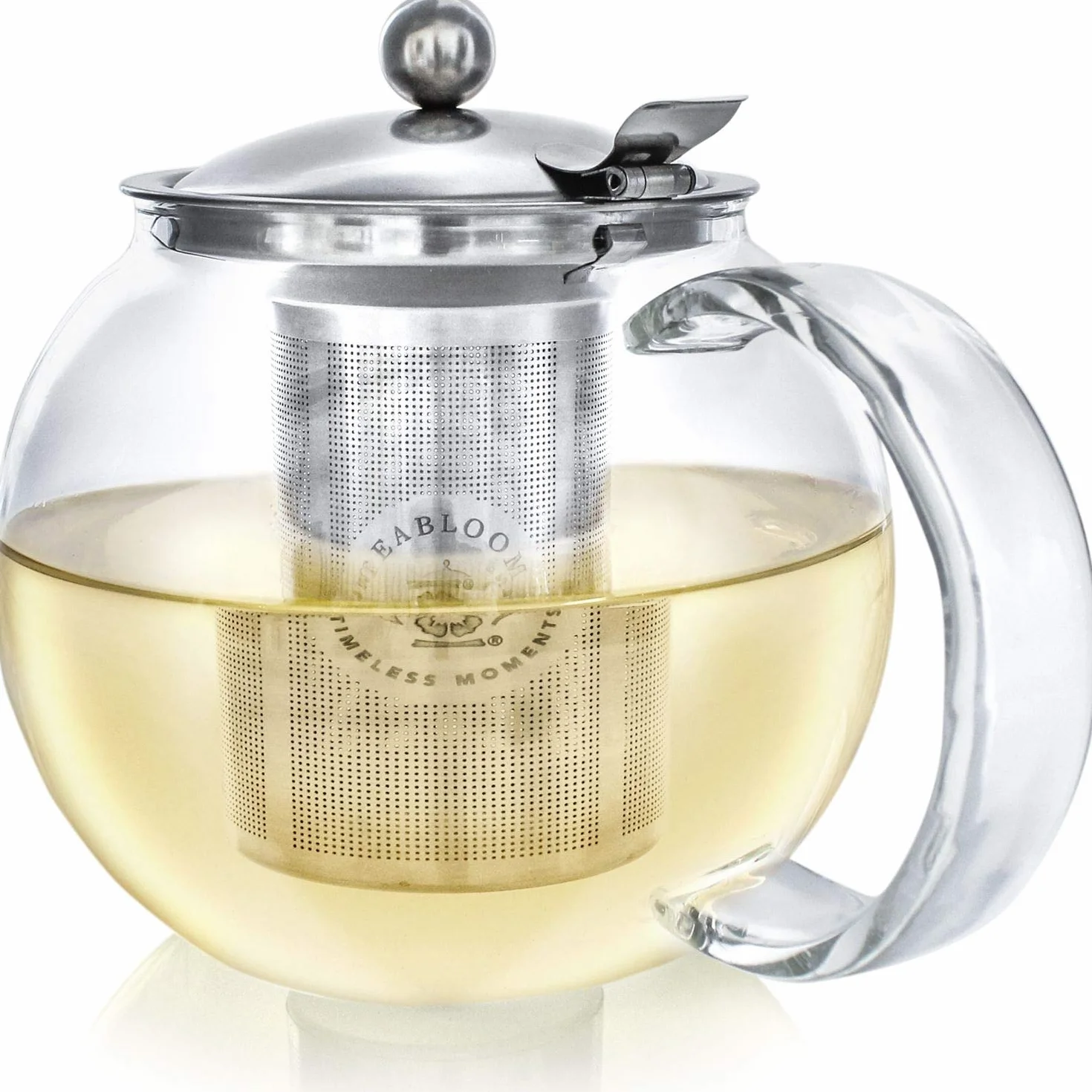 Teabloom Tetera Clásica de Cristal 1200 ml con Infusor Extraíble de Acero Inoxidable