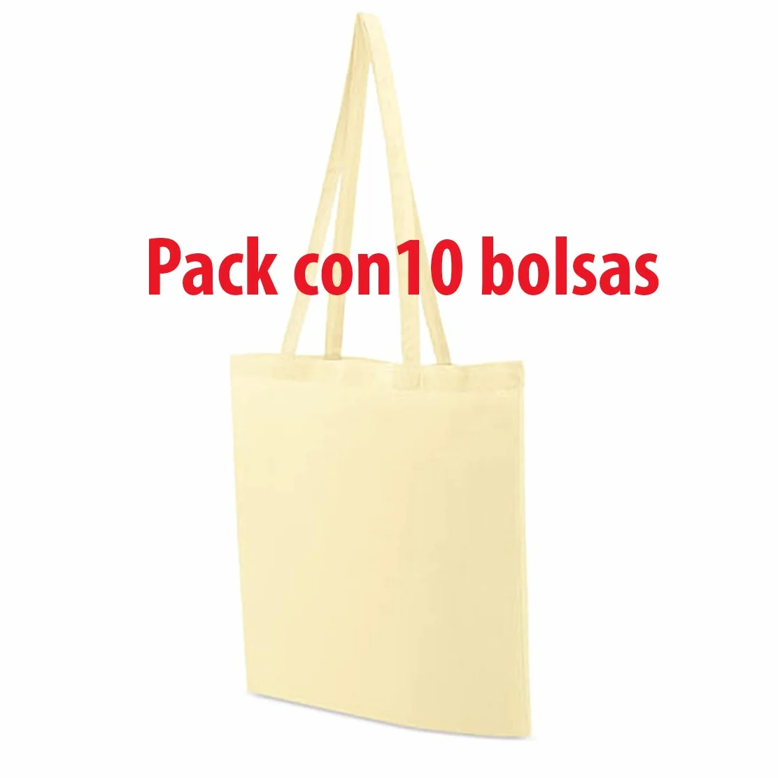 Bolsa algodón natural 41 x 37 cm con asas largas