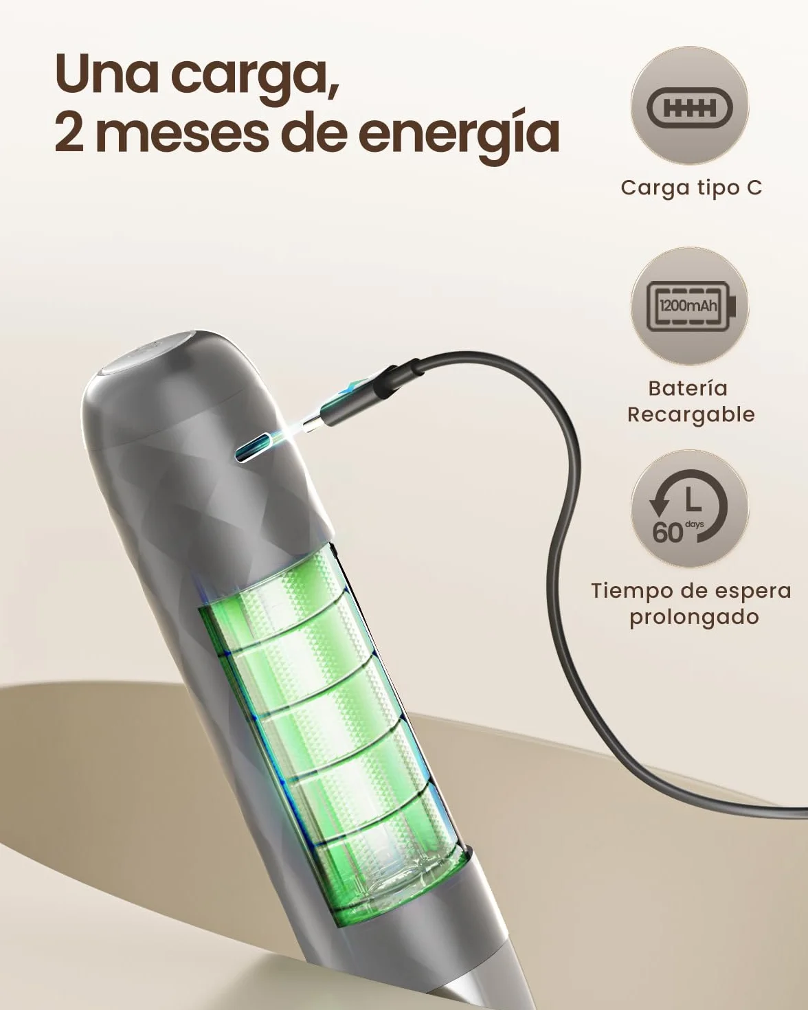 Maestri House Espumador de leche recargable, máquina de espuma eléctrica de mano, impermeable, desmontable, para matcha, latte, capuchino (Gris medio y plateado)