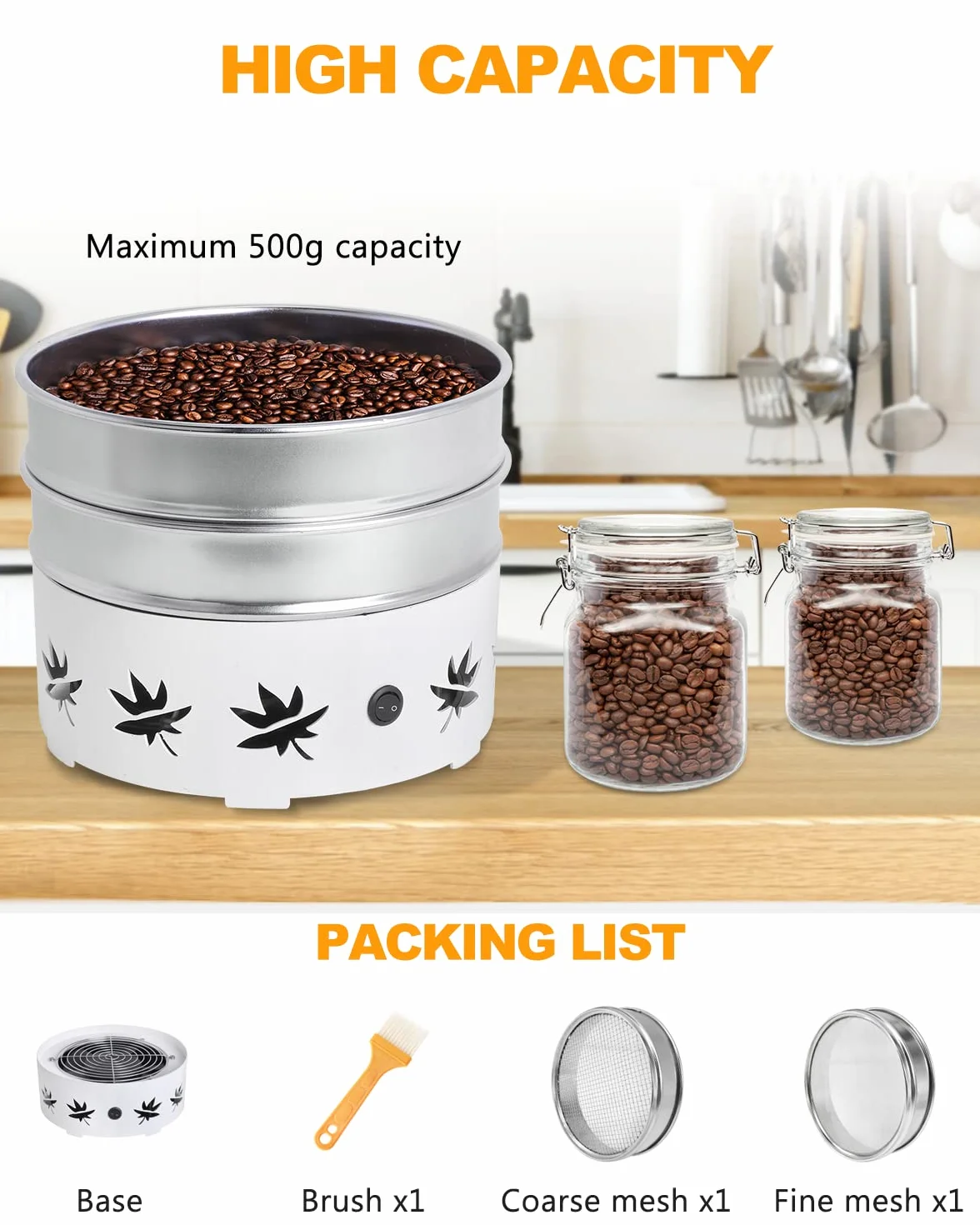 YUCHENGTECH Enfriador de Granos de Café 500g con 2 Tamices