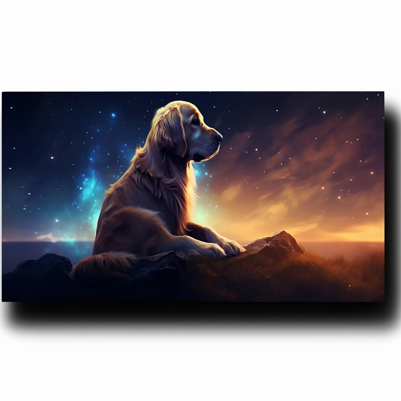 Pintar por Numeros Adultos Cielo estrellado, Pintar por Numeros Niños Kit Manualidades Adultos Perro Cuadros para Pintar por Numeros Pintura Acrílico, Cuadros Decoracion Salon Modernos 80X160cm 7w-4-5