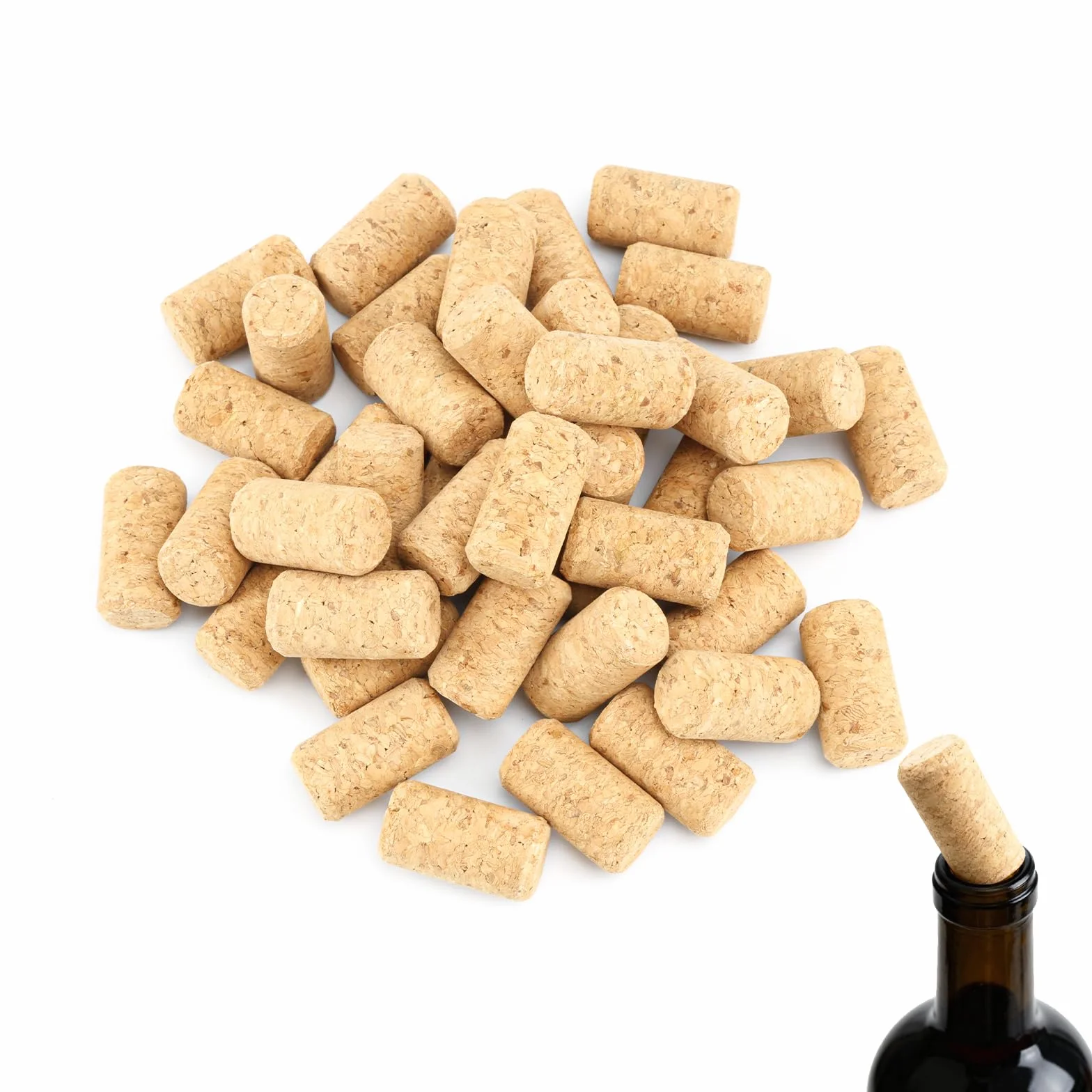 70 corchos de vino para manualidades, tapones de botella para botellas, tapones de botella para manualidades, tapones de vino rectos de madera, tapones de corcho de madera suave natural para vinos