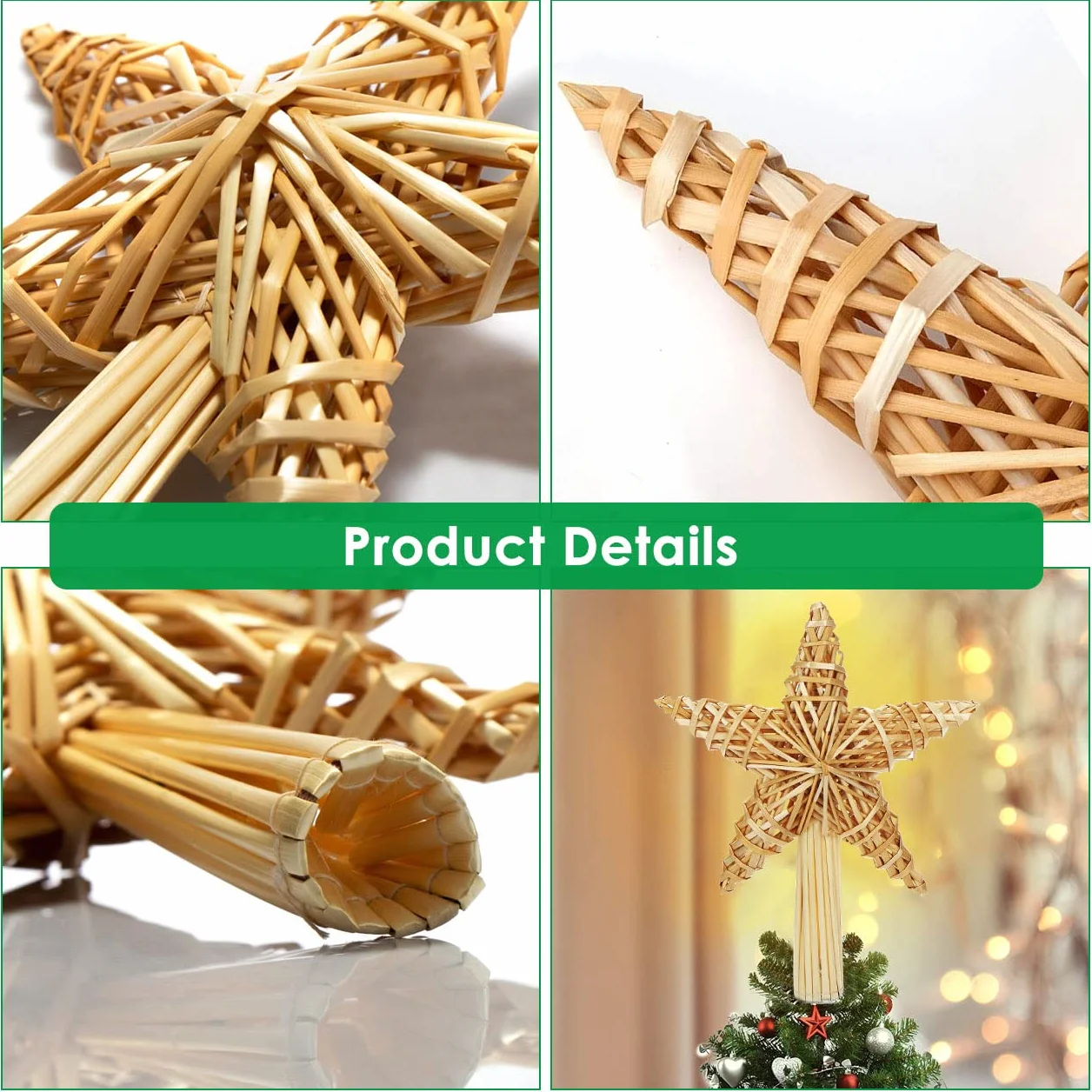 Estrella Arbol de Navidad, Punta del Árbol de Navidad Paja, Adorno Navidads Copa del Árbol, Topper de Estrella del Árbols de Navidads, Decoración de Árbols de Navidadss