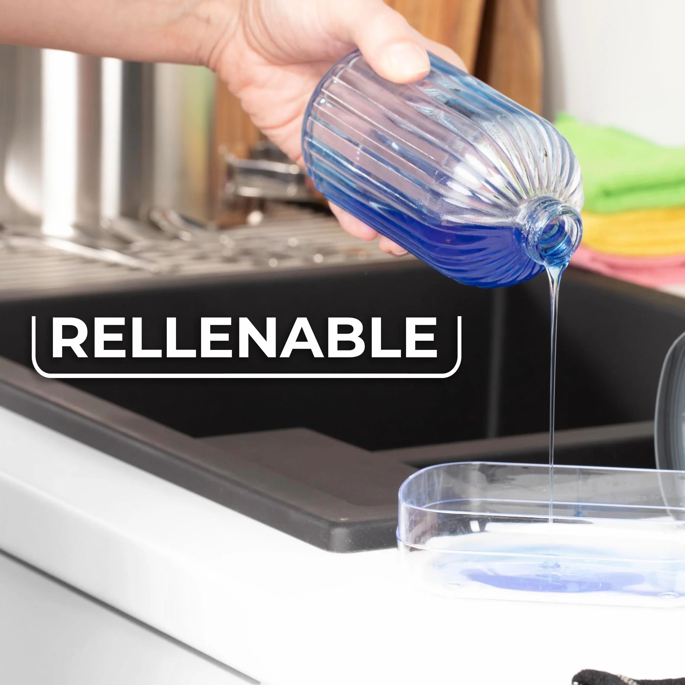 Vileda Dispensador de jabón para lavavajillas Pump con Soporte para Esponja. Práctica solución 2 en 1 para la Cocina. Dispensador de jabón Integrado para una fácil dosificación con una Sola Mano