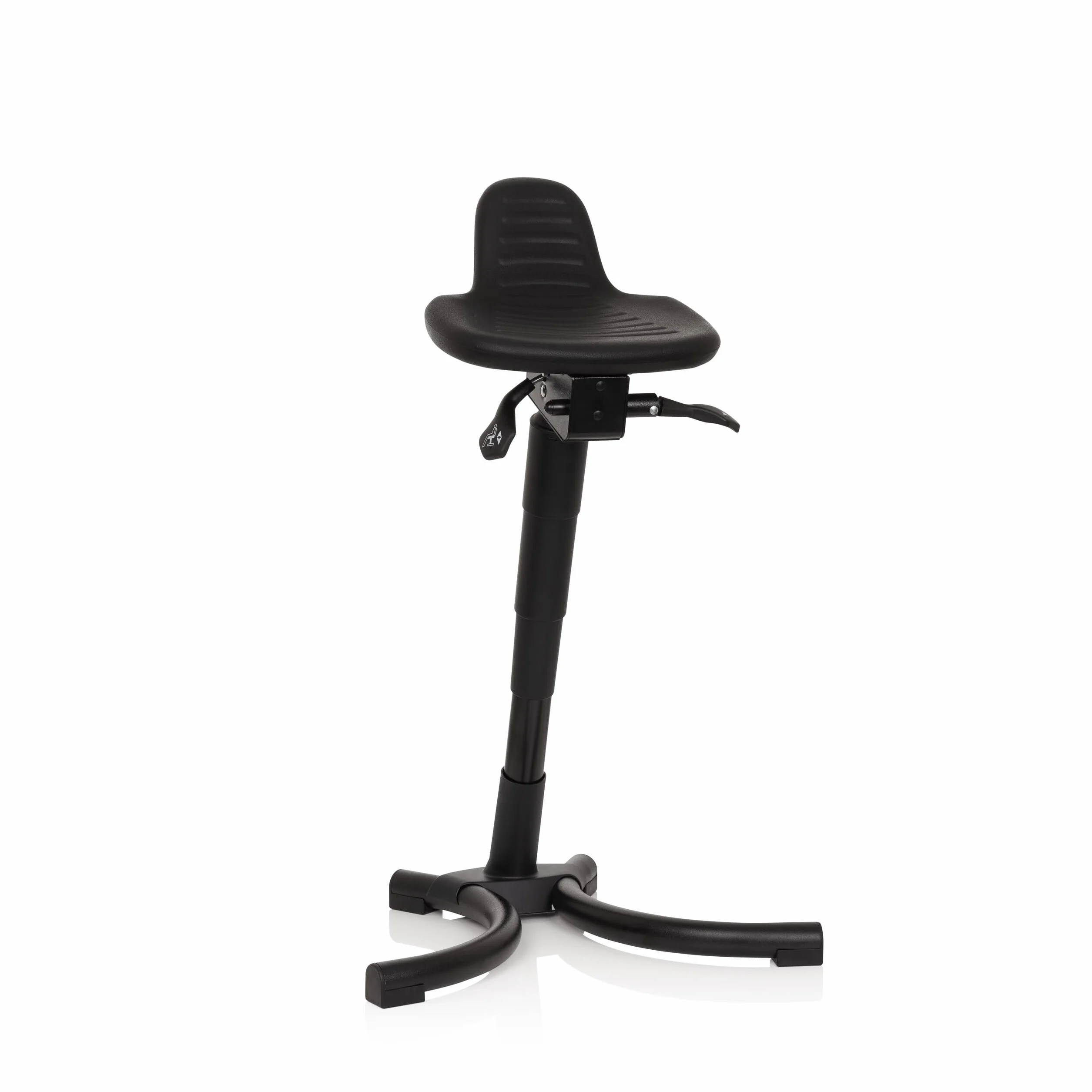 Taburete para Oficina Taburete de Trabajo Multiusos Top Work 34 Asiento de Goma Duro con Respaldo Altura Ajustable Negro