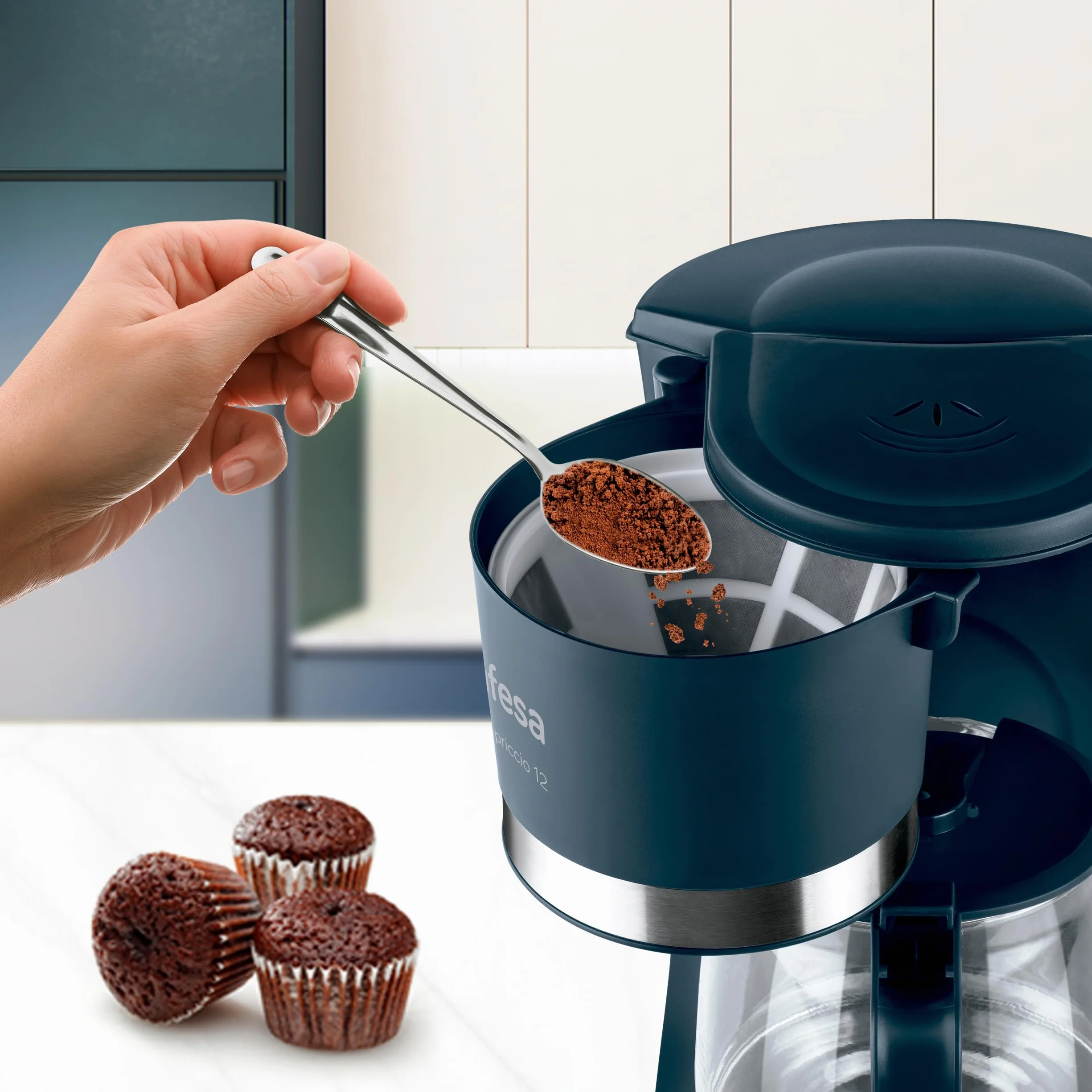 Ufesa Capriccio Cafetera de Goteo 12 Tazas 1.2L 680W Filtro Permanente Auto Apagado Azul Verdoso