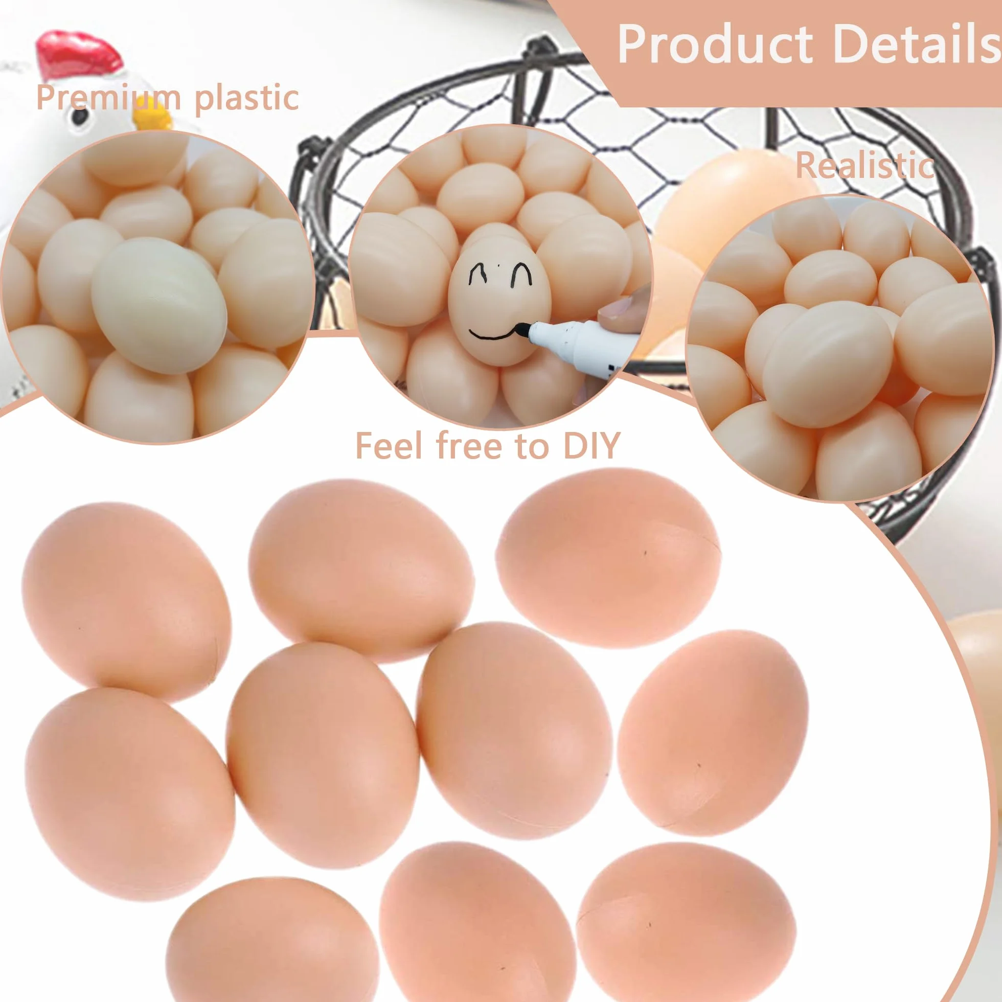 Huevos Artificiales de Plástico 20 Piezas Huevos Falsos de Poliestireno para Manualidades Marrón