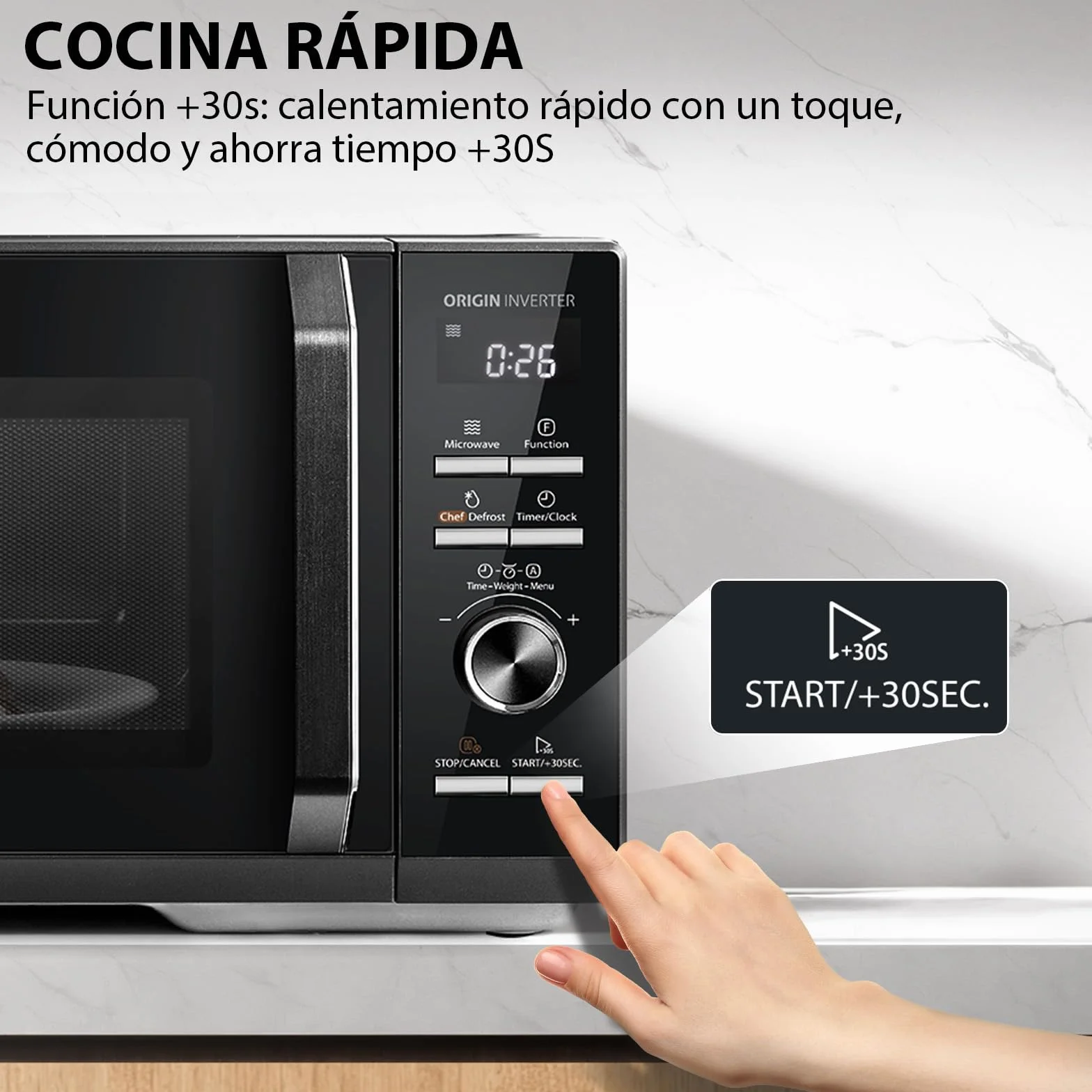 TOSHIBA Microondas Digital con Grill 25L, 900W Inverter, 10 Niveles Potencia, Control Preciso, Calentamiento Uniforme, Negro Elegante MW3-AG25PFI(BK)