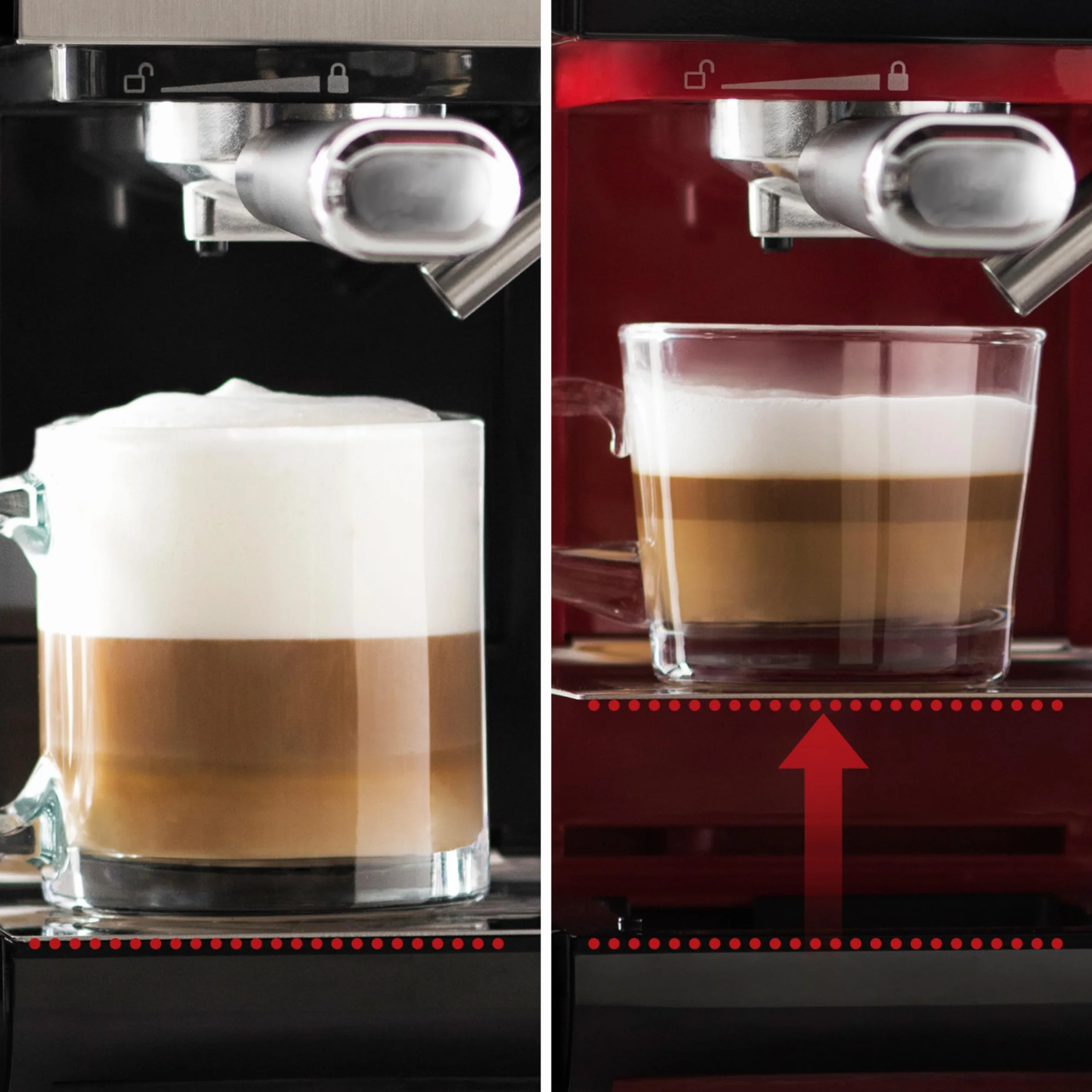 Breville Prima Latte II Espresso | Cafetera para latte y capuchino | Bomba profesional de 15 bares y espumador | Rojo [VCF109X]