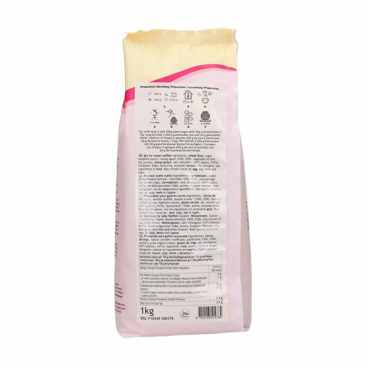 FunCakes Preparado para Gofres 1 kg, Gofres Belgas Dulces y Crujientes