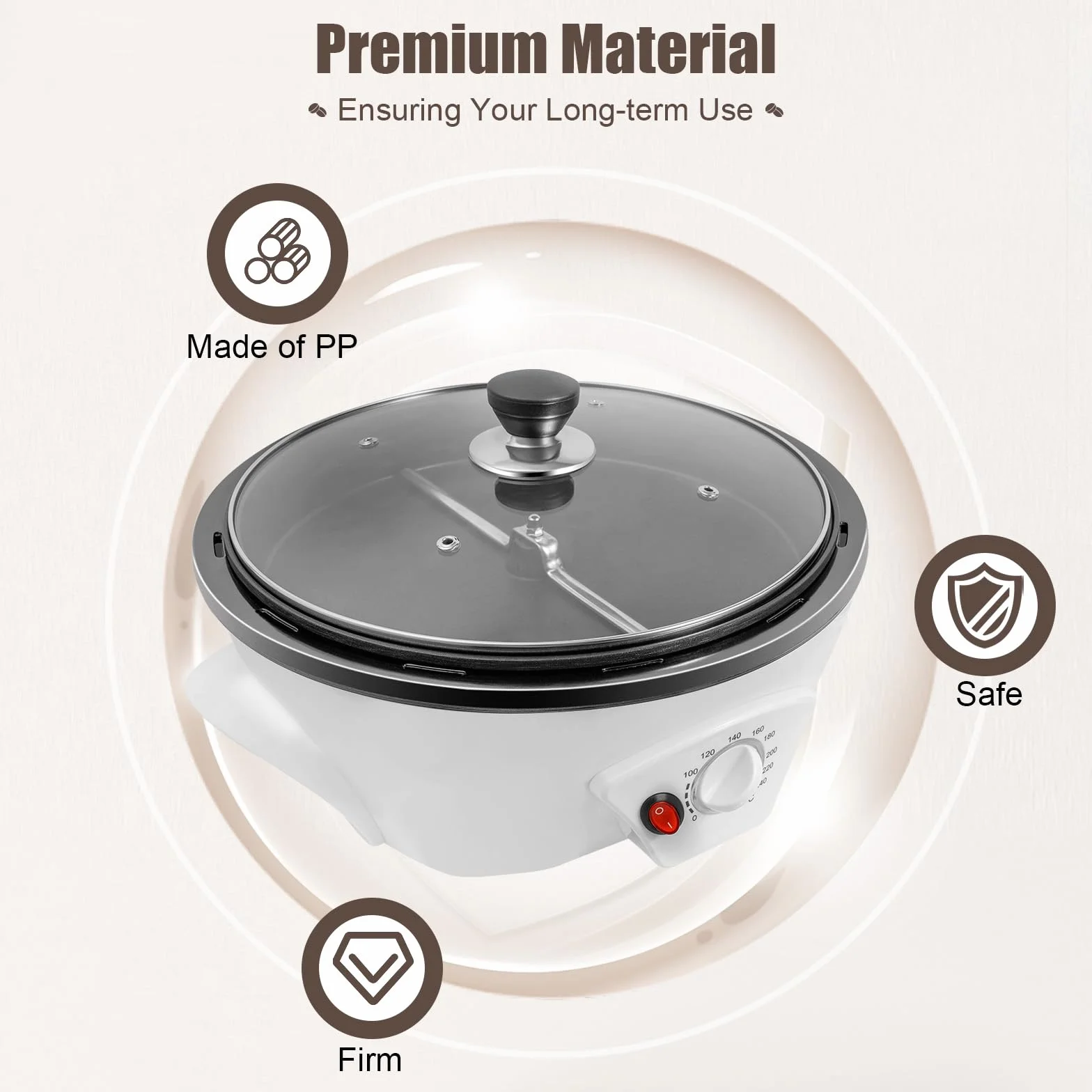 MINRS Tostador de café eléctrico 1200W 0-240°C para hogar
