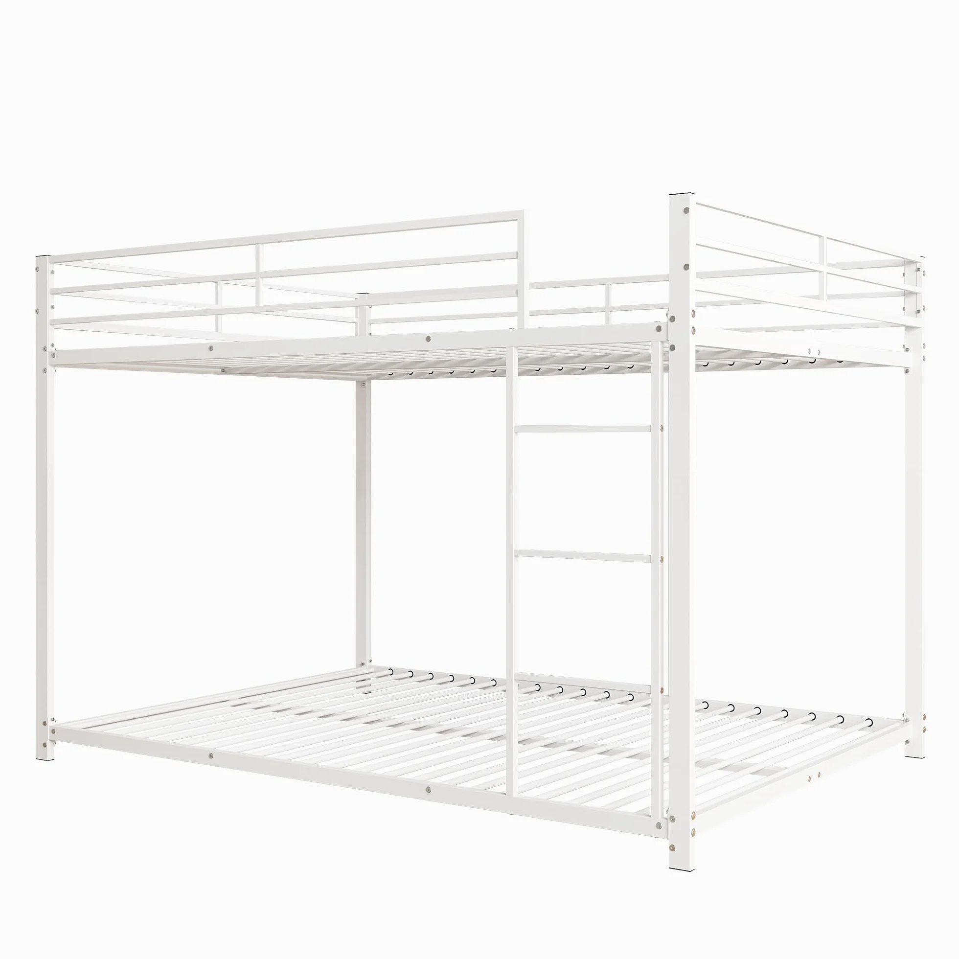 Moimhear Cama de hierro, 140 x 200 cm, camas infantiles, literas de hierro, literas de hierro en forma clásica, color blanco, 140 x 200 cm, WX000125-6