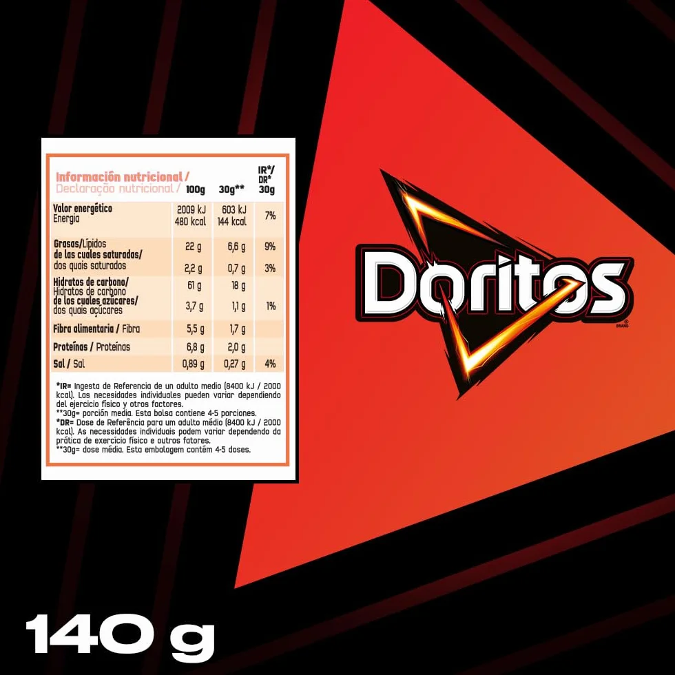 Doritos Tex Mex Nachos con sabor a queso 140gr