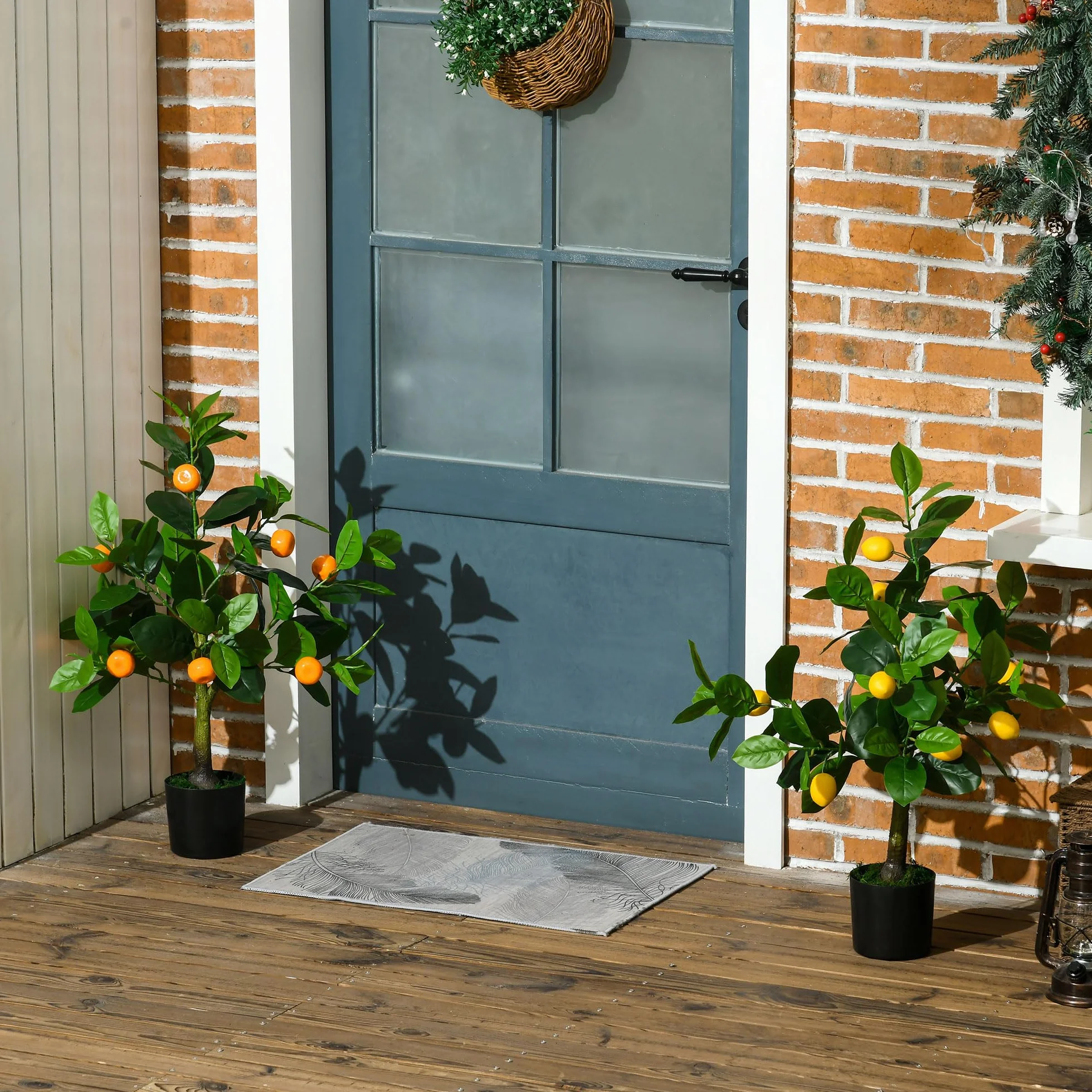 Plantas Artificiales Decorativas, Set de 2 Plantas Artificiales Decorativas de Lemonero y Naranjo 60 cm