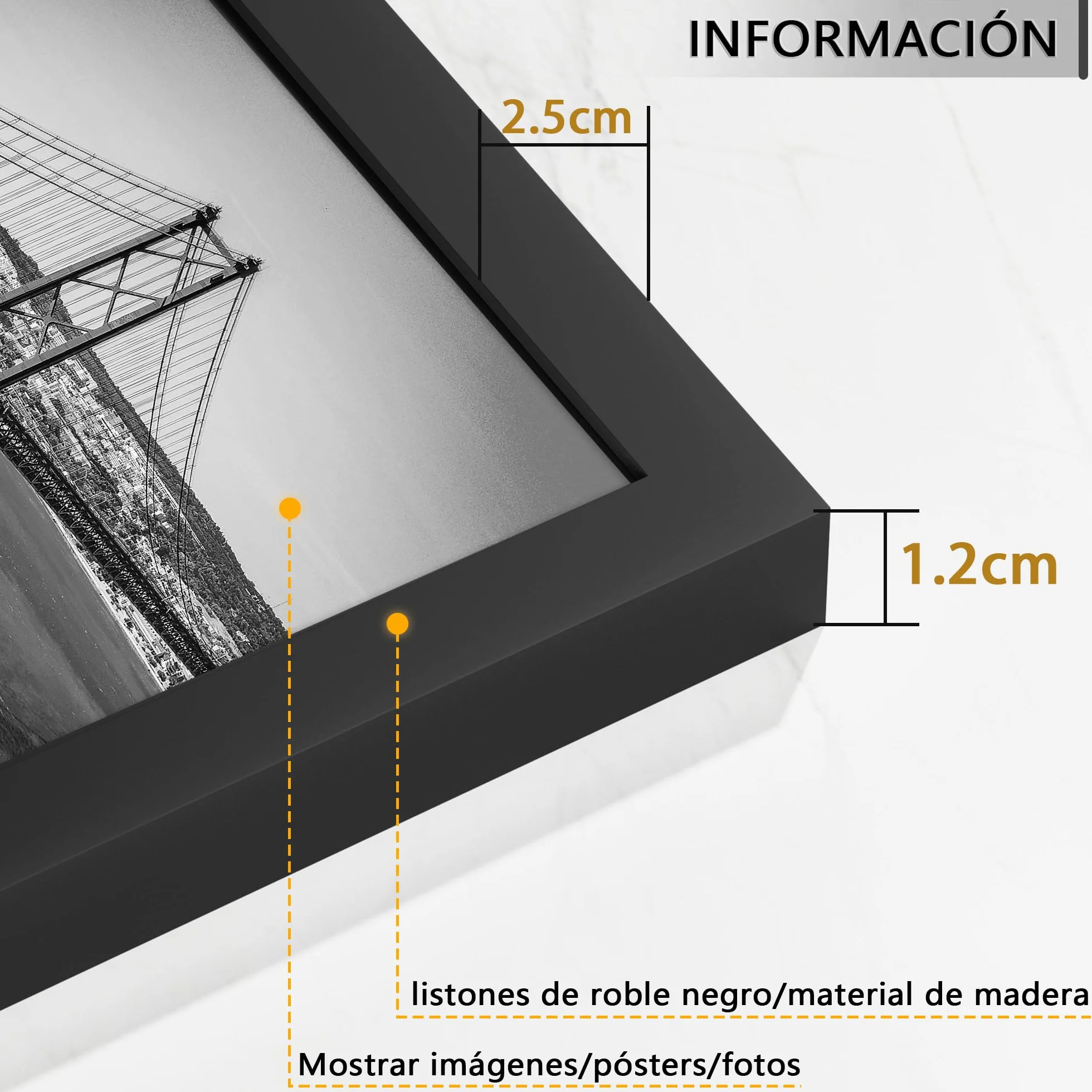 Marcos 40x50 cm Negro, Juego de 3 Unidades. Este marco de fotos de 40 x 50 cm está fabricado con material de madera y es ideal para colocar fotos, imágenes y pósteres.