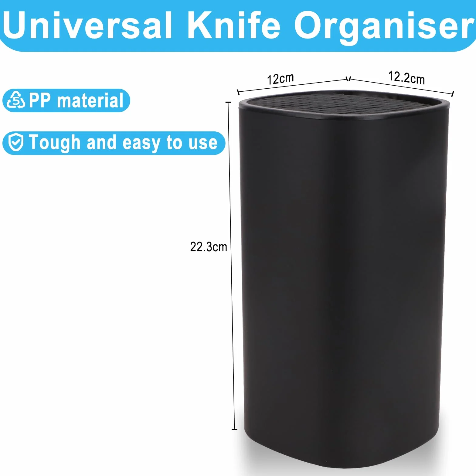 Bloque de cuchillos, soporte universal para cuchillos y tijeras, organizador de cuchillos de plástico, con ranura de tijeras y diseño de desagüe, bloque de cuchillos adecuado para todos los cuchillos