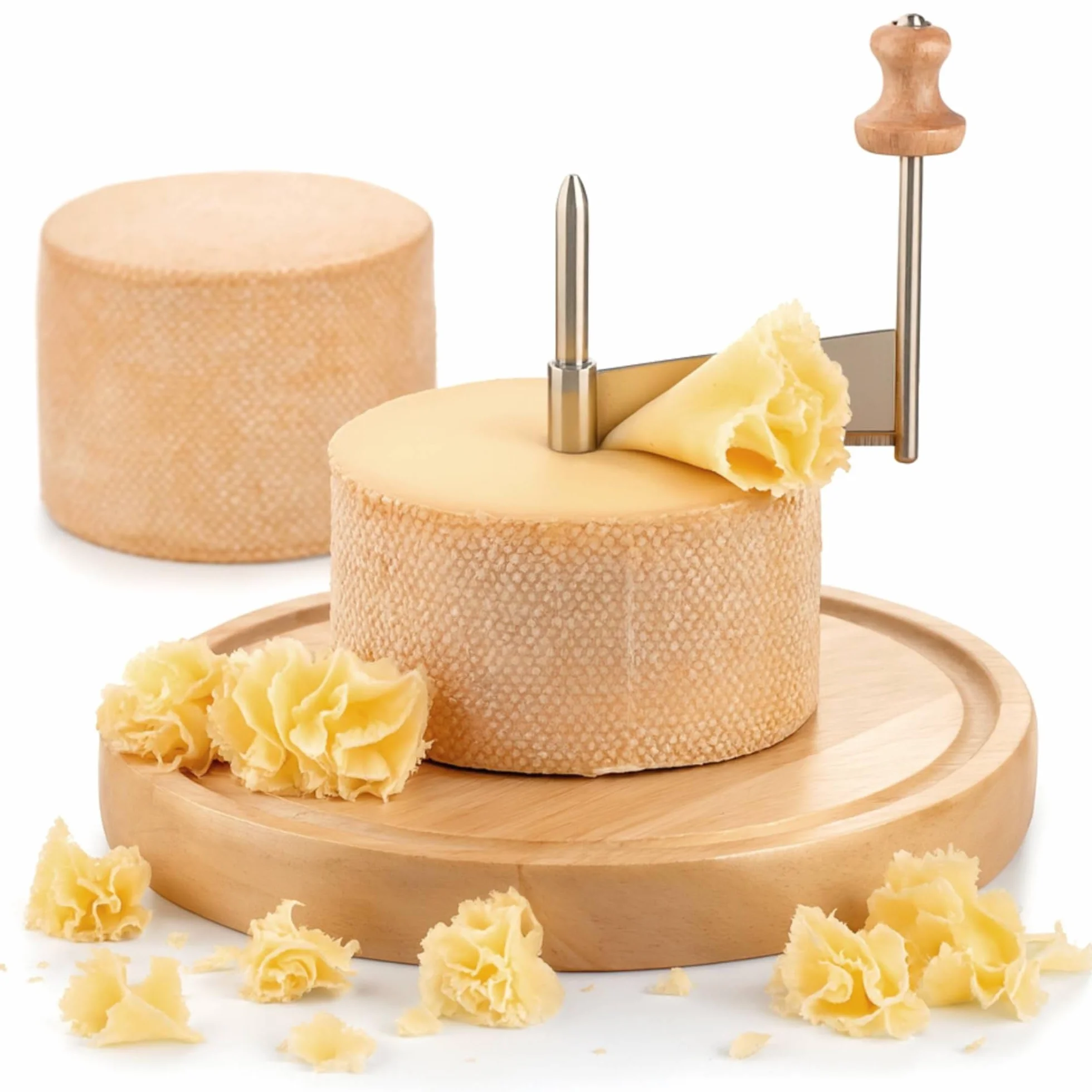 Cortador de Queso con Cuchilla Giratoria 22cm – Rizador Manual para Flores y Virutas Decorativas