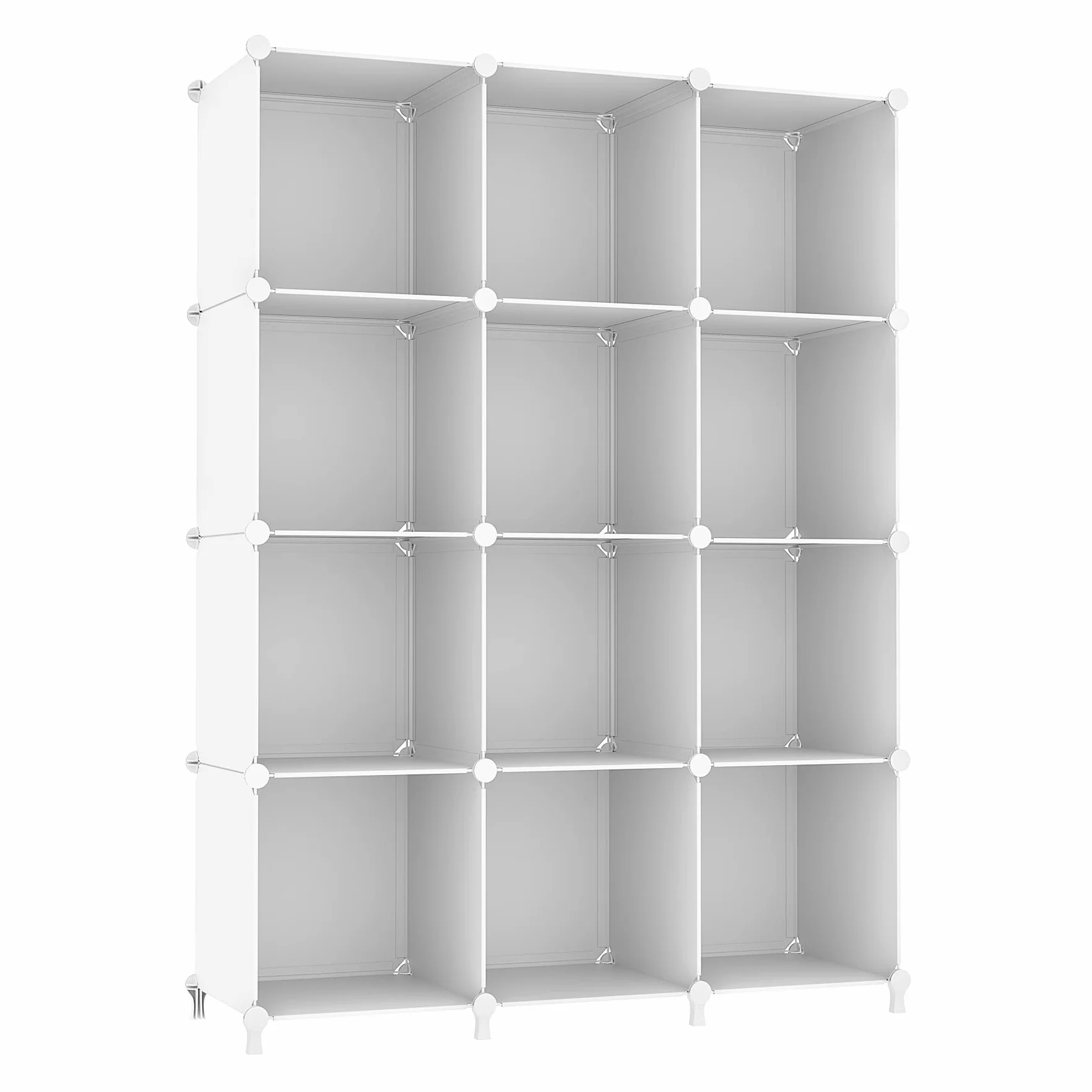 AWTATOS Organizador de almacenamiento modular de 12 cubos de plástico con estantería y mazo de madera