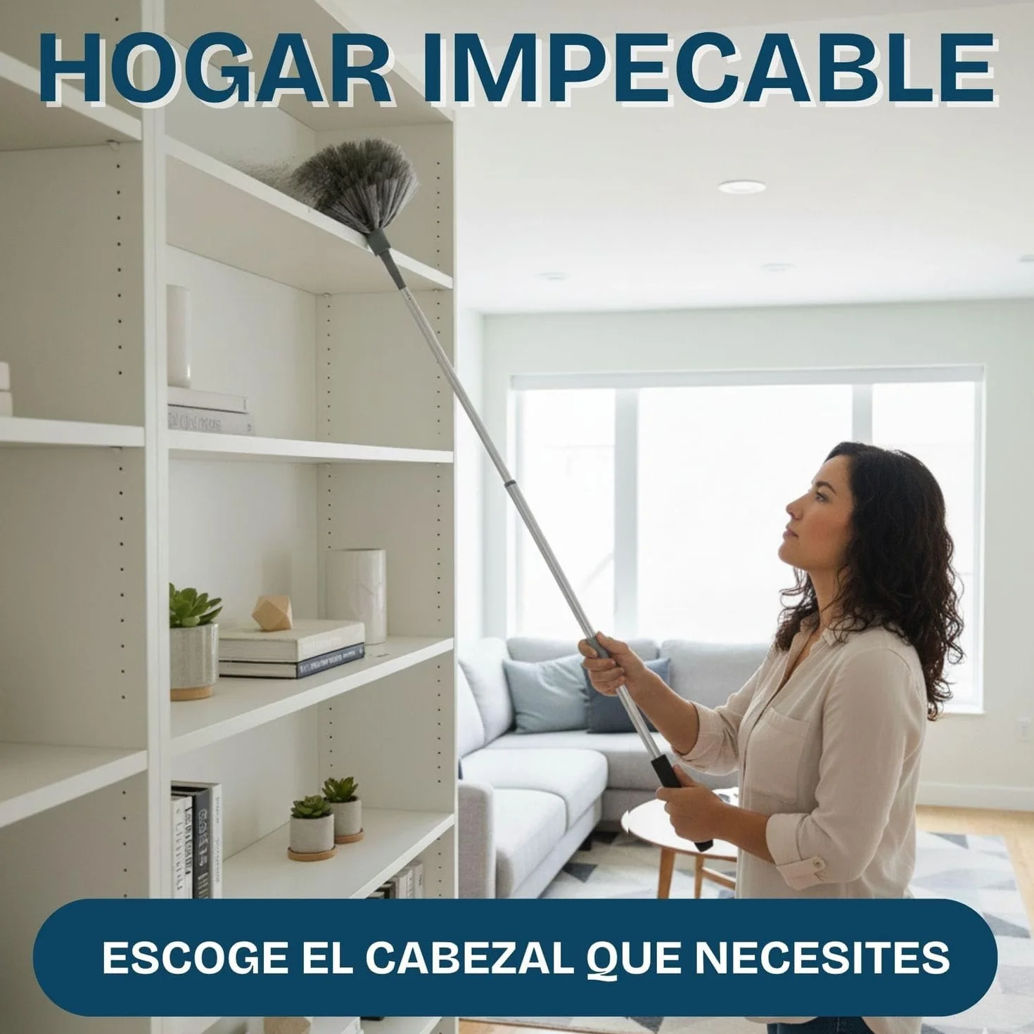Plumero Atrapapolvo Extensible Microfibra 6 Piezas Lavables Kit Limpia Polvo Cepillo Ranuras Ventanas Puertas Gris