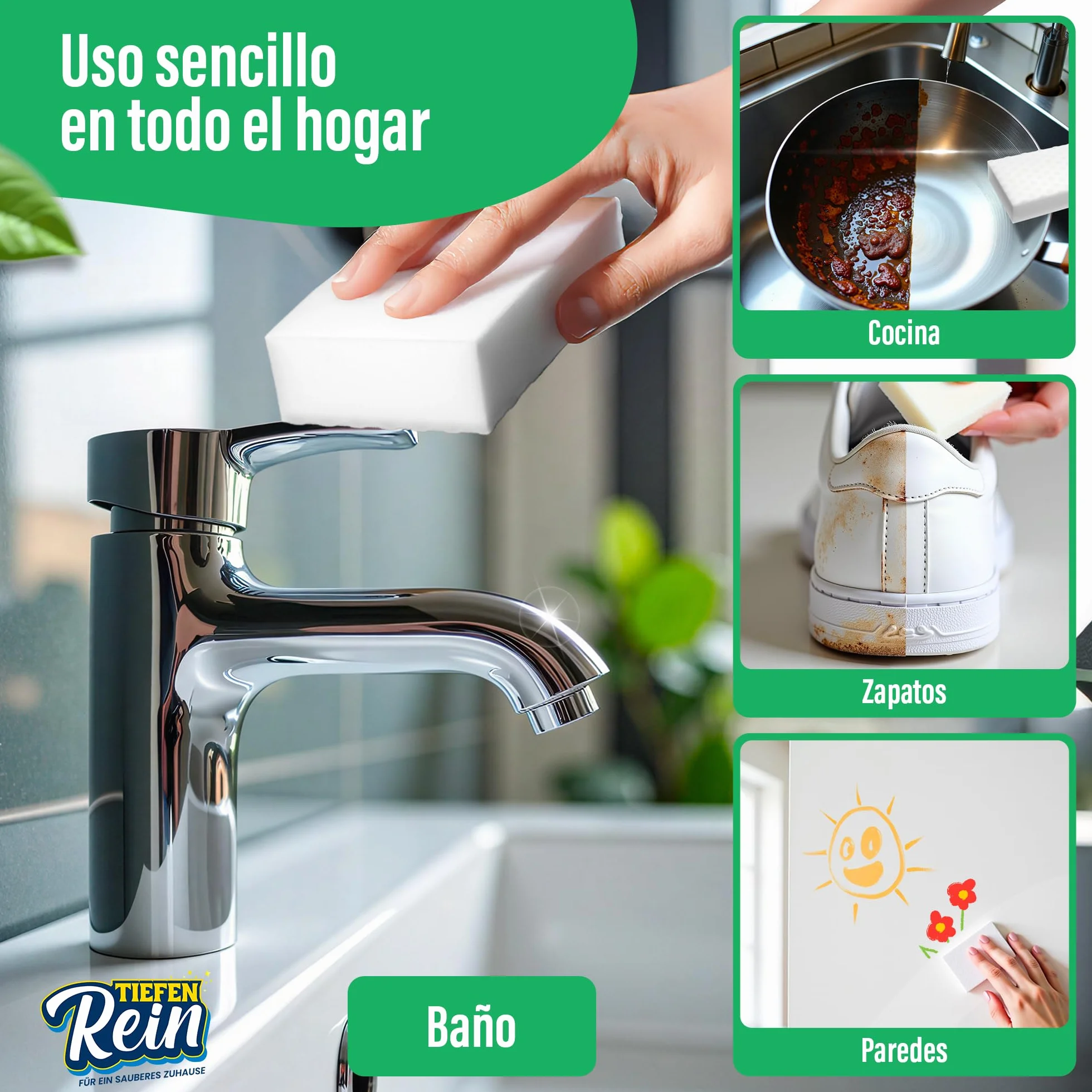Esponja Magica de Melamina Extra Duradera 2 Piezas - Borrador Magico Cleaner de Suciedad