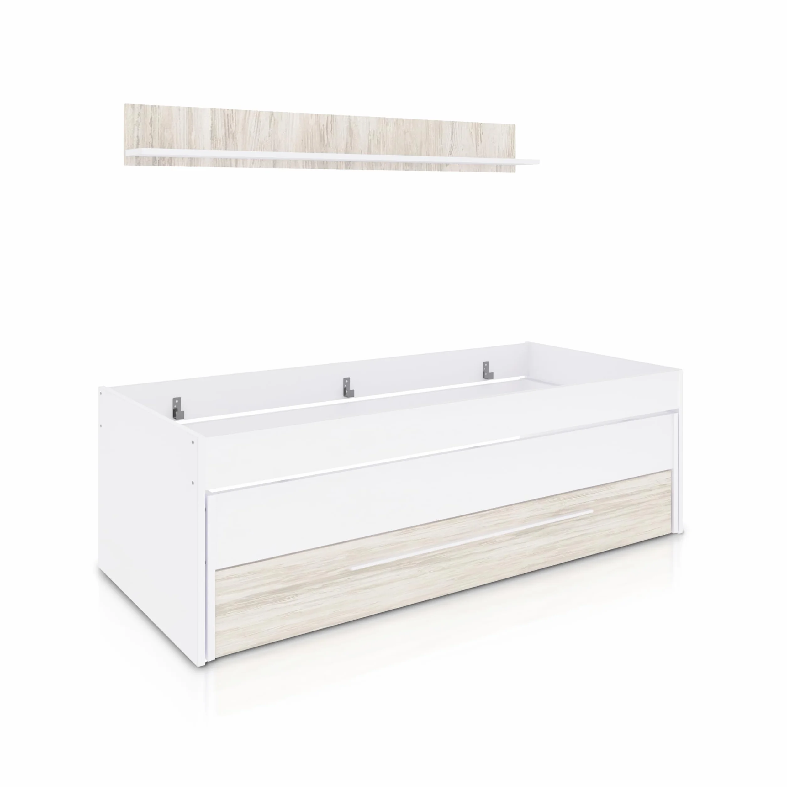 Cama Nido Juvenil 2 Camas Cajon Estante Modelo Nuit Blanco 199x96x65 cm