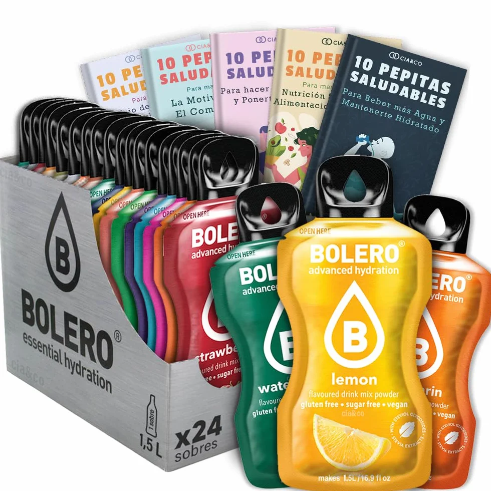 Bolero Drinks MIX Sabores VARIADOS 24 x 9 grs – Hidratación Saludable con Vitamina C y Stevia + 50 Pepitas Saludables
