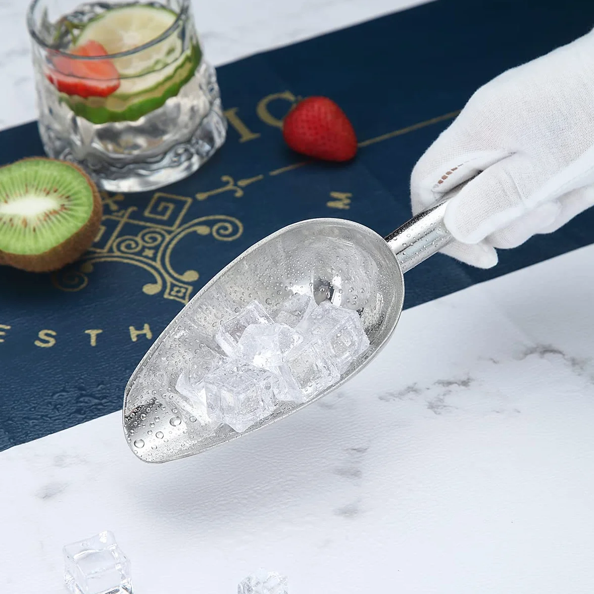 Berglander cuchara de hielo 6 oz paleta metal para máquina de hielo multiusos