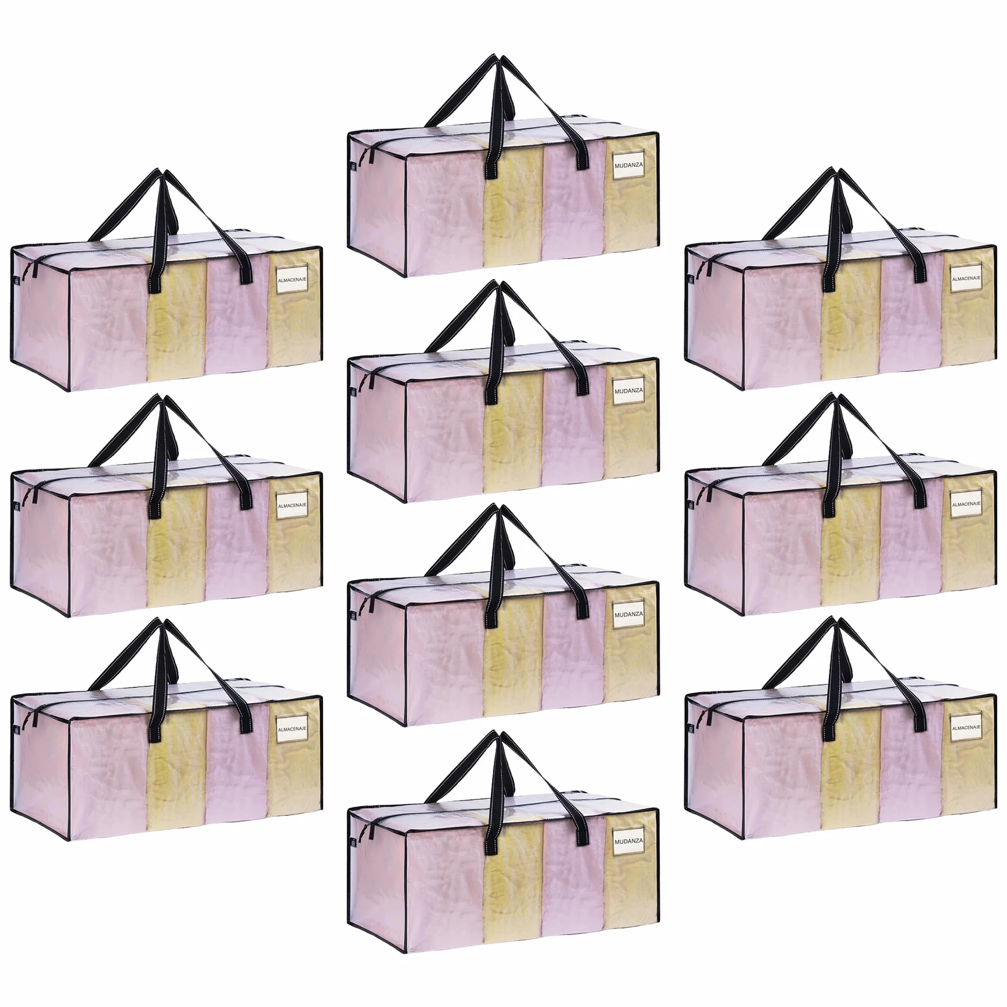 VENO Pack de 10 Bolsas de Mudanza, Almacenaje Extra Grandes, Almacenaje Resistentes, Cajas de Embalaje, Suministros de Mudanza, Lavandería Duraderas para Ropa(Ventana Transparente,Pack de 10)