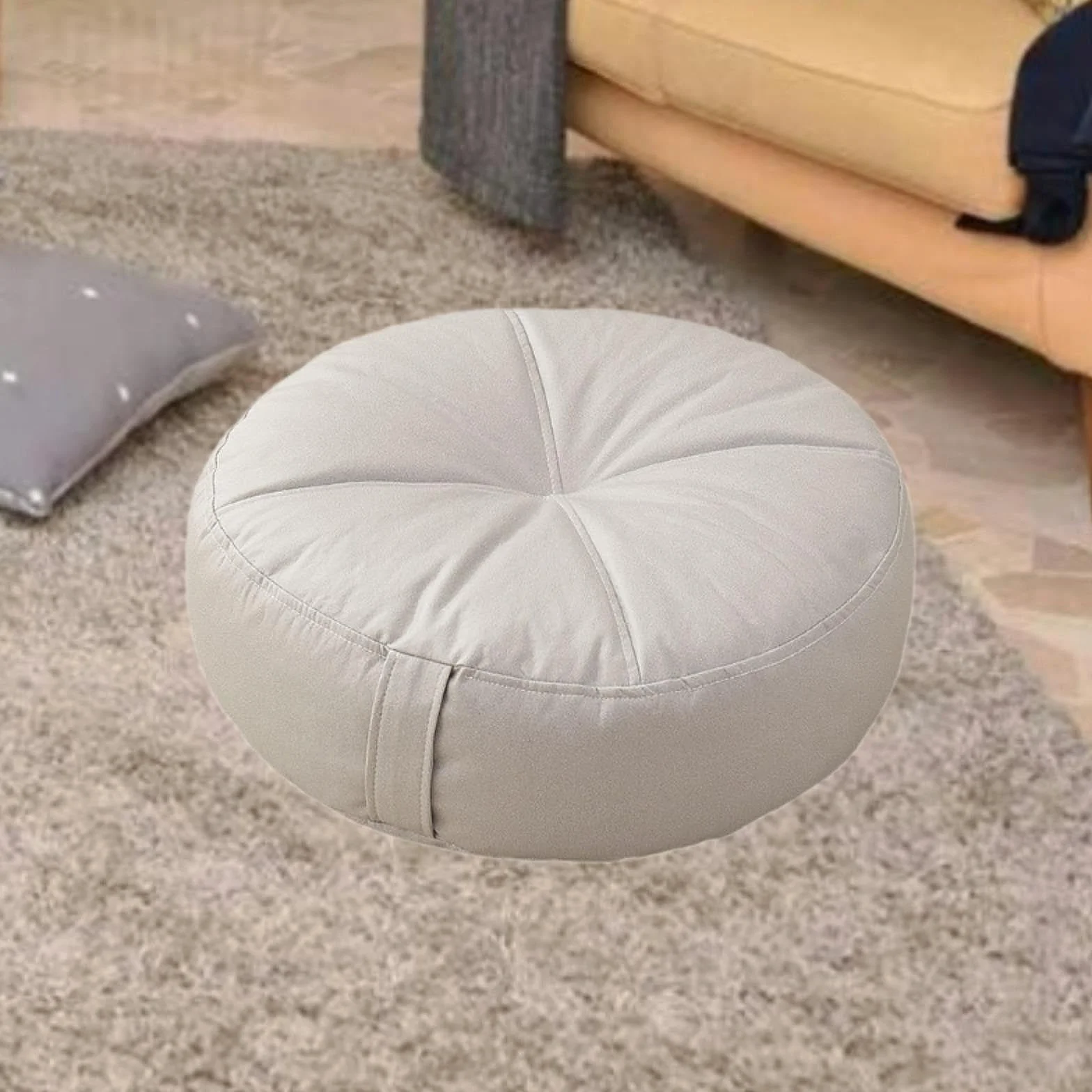 Poduszka do Medytacji Yoga Zafu 40 cm, Szara, Pokrowiec Bawełniany