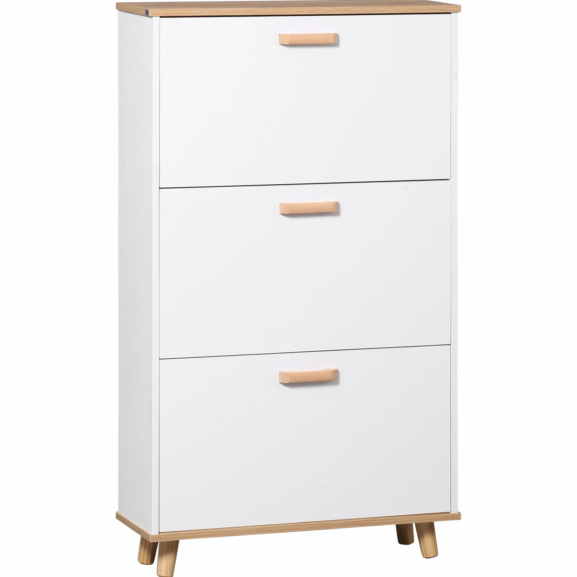 HOMCOM - Zapatero para zapatero estilo escandinavo (3 tapas, aspecto madera, 70 x 23,5 x 122 cm), color blanco