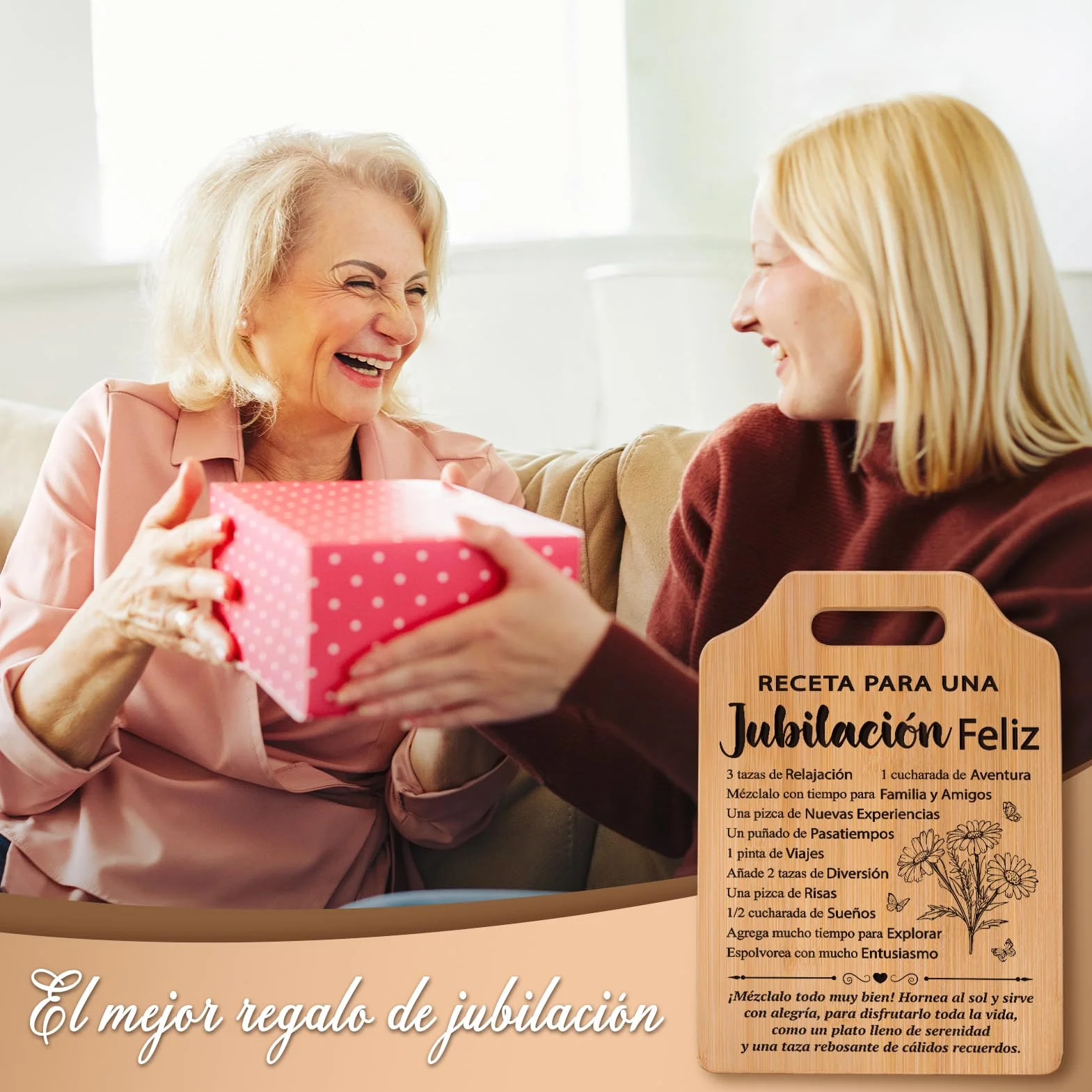 Tabla de Cortar de Bambú Regalos Jubilación Mujer Ideas Originales