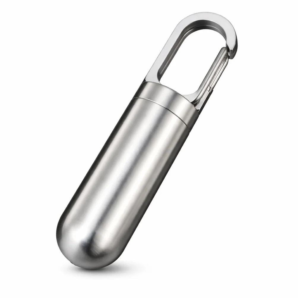 Pastillero de Acero Inoxidable Sellado Impermeable Portátil Mini Llavero