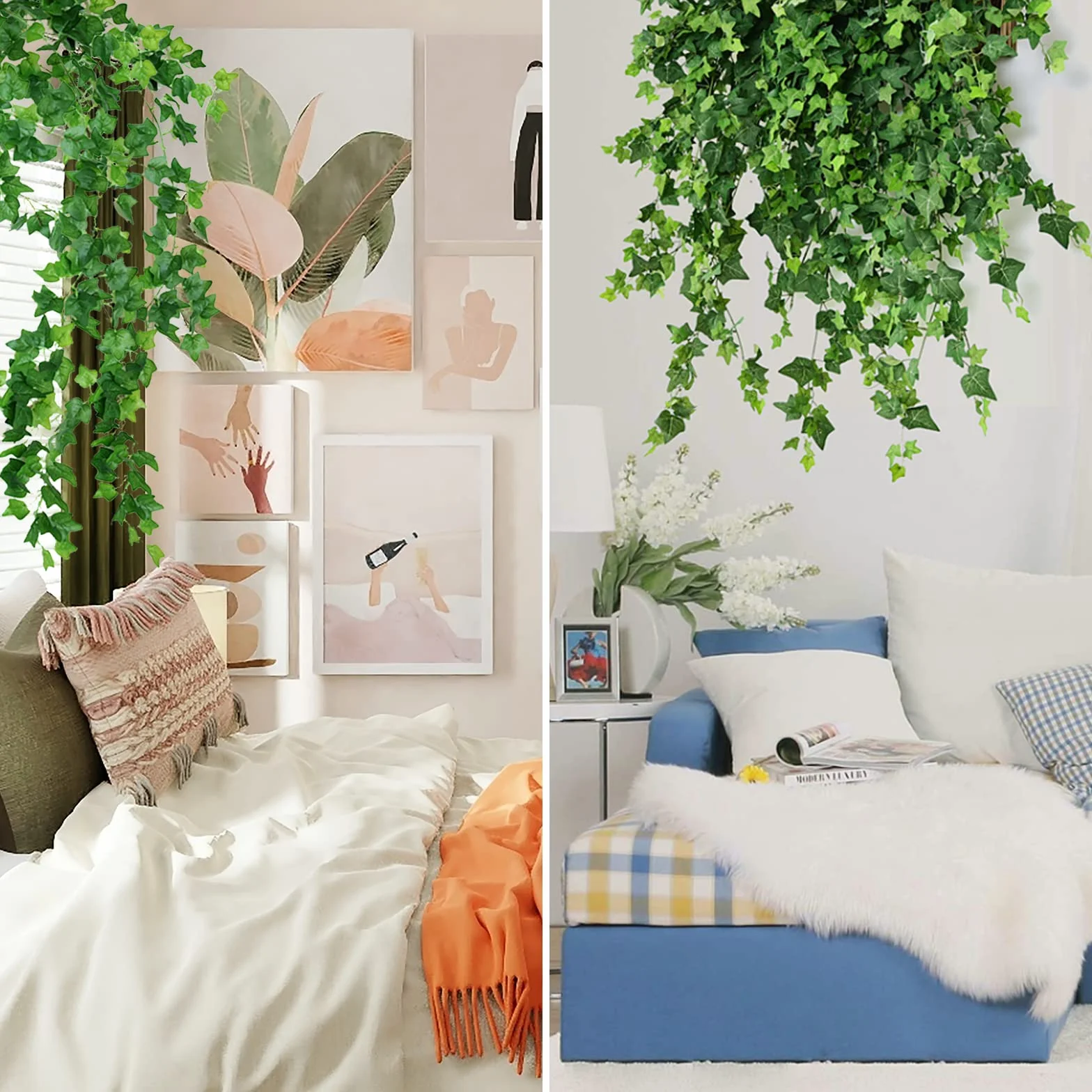 Noa Home Decoplantas Artificiales 12 Piezas Plantas Artificiales Decorativas Planta Artificial Decoracion Habitacion para Cocina Boda Balcón Oficina Jardín - 2.2M