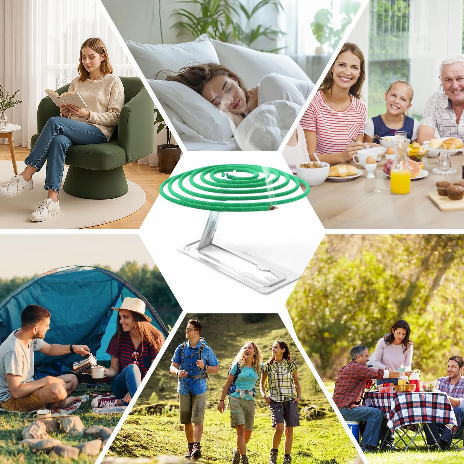 Scentorini Citronela Incienso Espiral 48 Piezas Exterior Jardín Camping