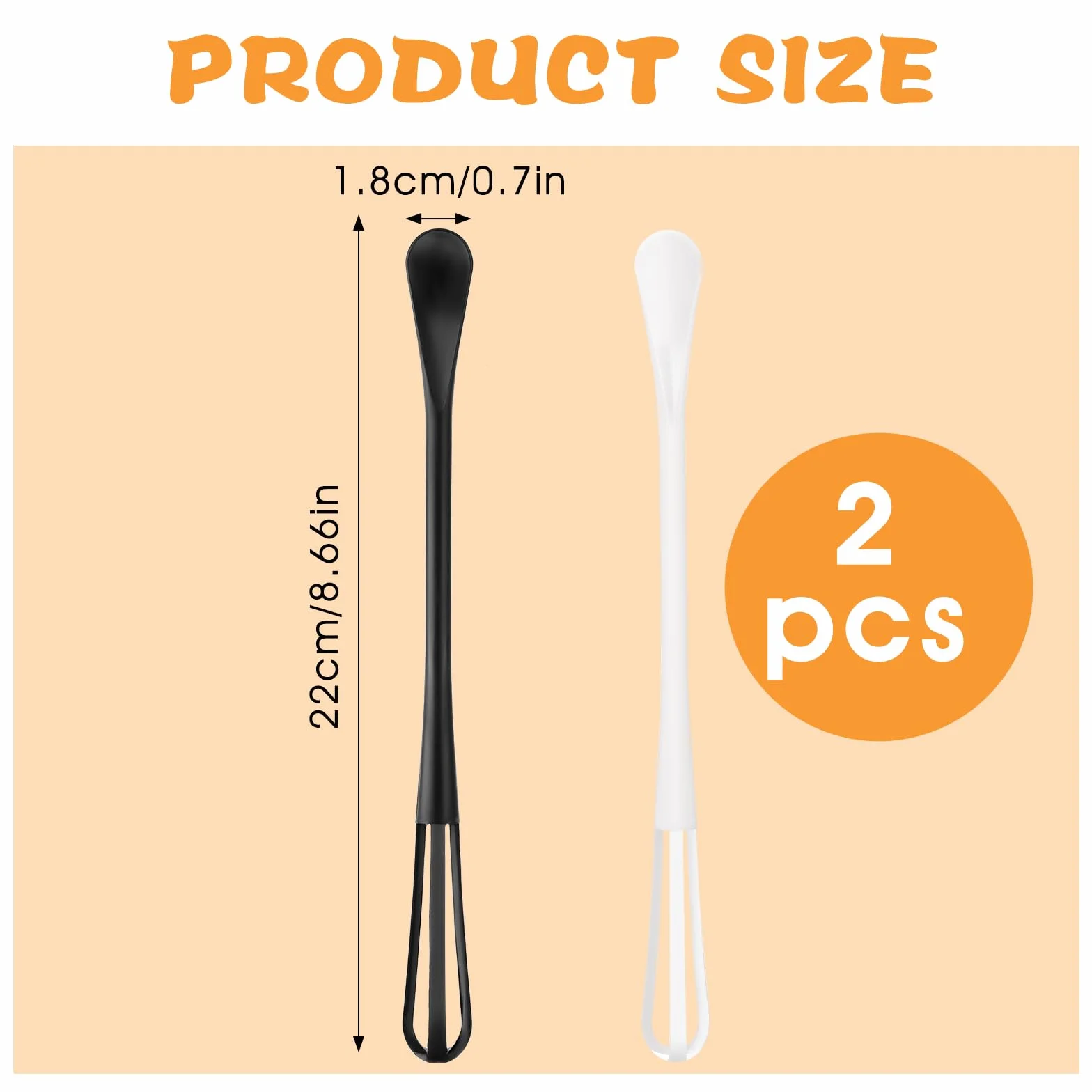 TIESOME Mini batidor multifuncional 2 en 1, 2 piezas de herramienta de mezcla pequeña con mango largo para mezclar y mezclar ingredientes y salsas