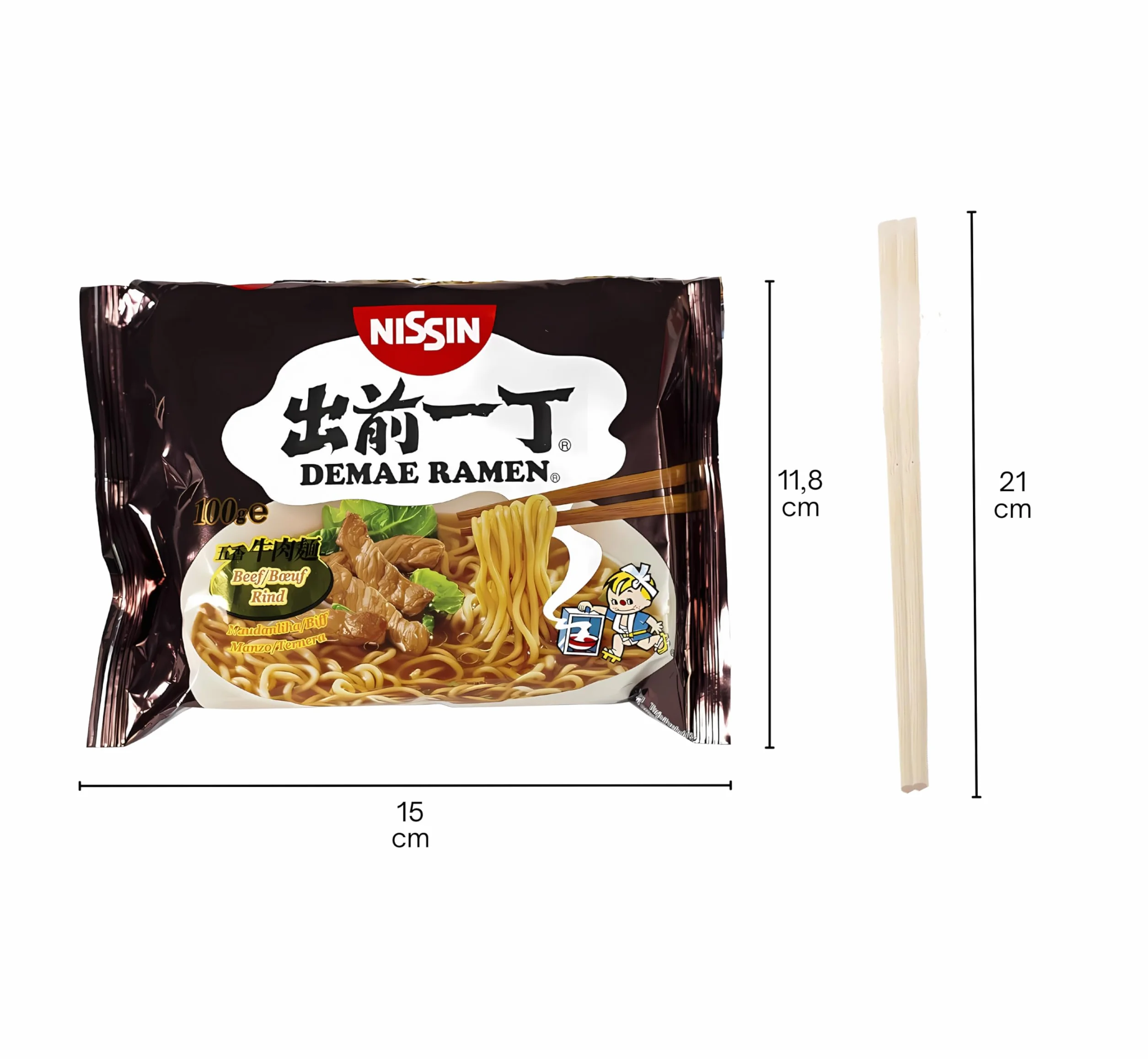 Nissin Ramen Noodles Instantáneos Sabor Ternera 10 x 100g Palillos Chinos Auténticos Noodles Japoneses Pack Laborawi