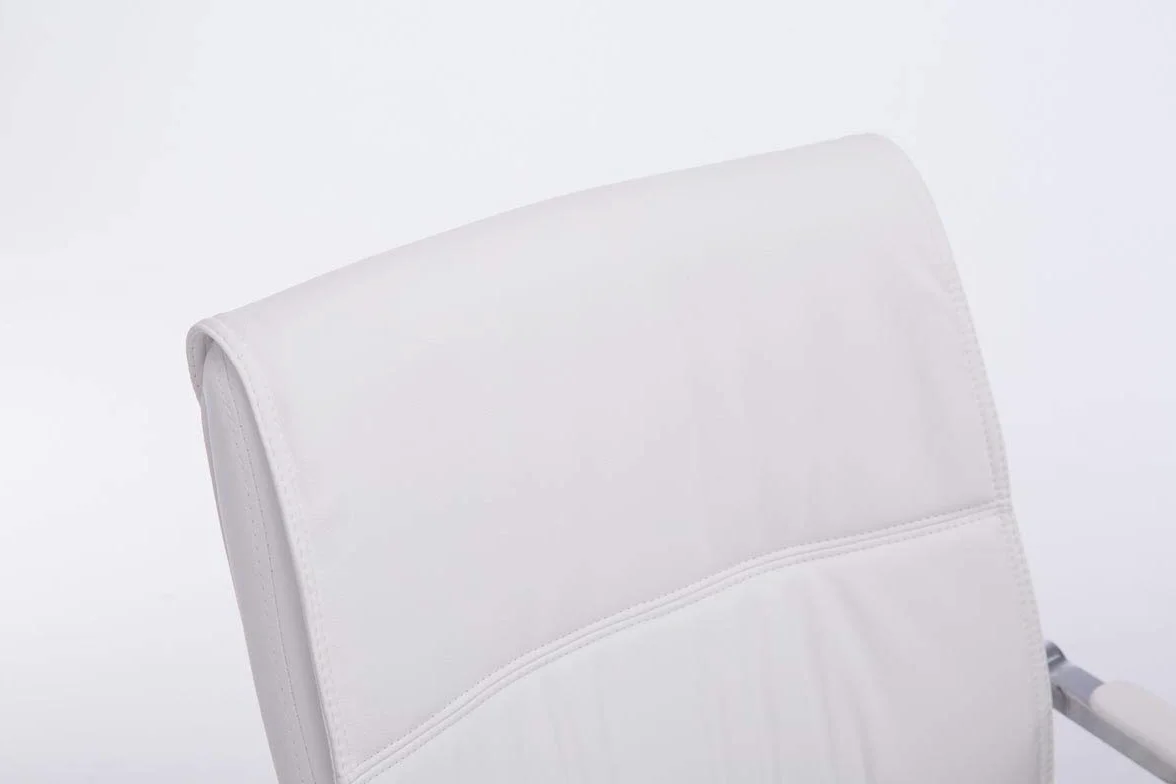 CLP Silla De Conferencia Anubis En Polipiel I Silla De Oficina En Estilo Cantiléver, con Reposabrazos & Base Metálica, Color:Blanco